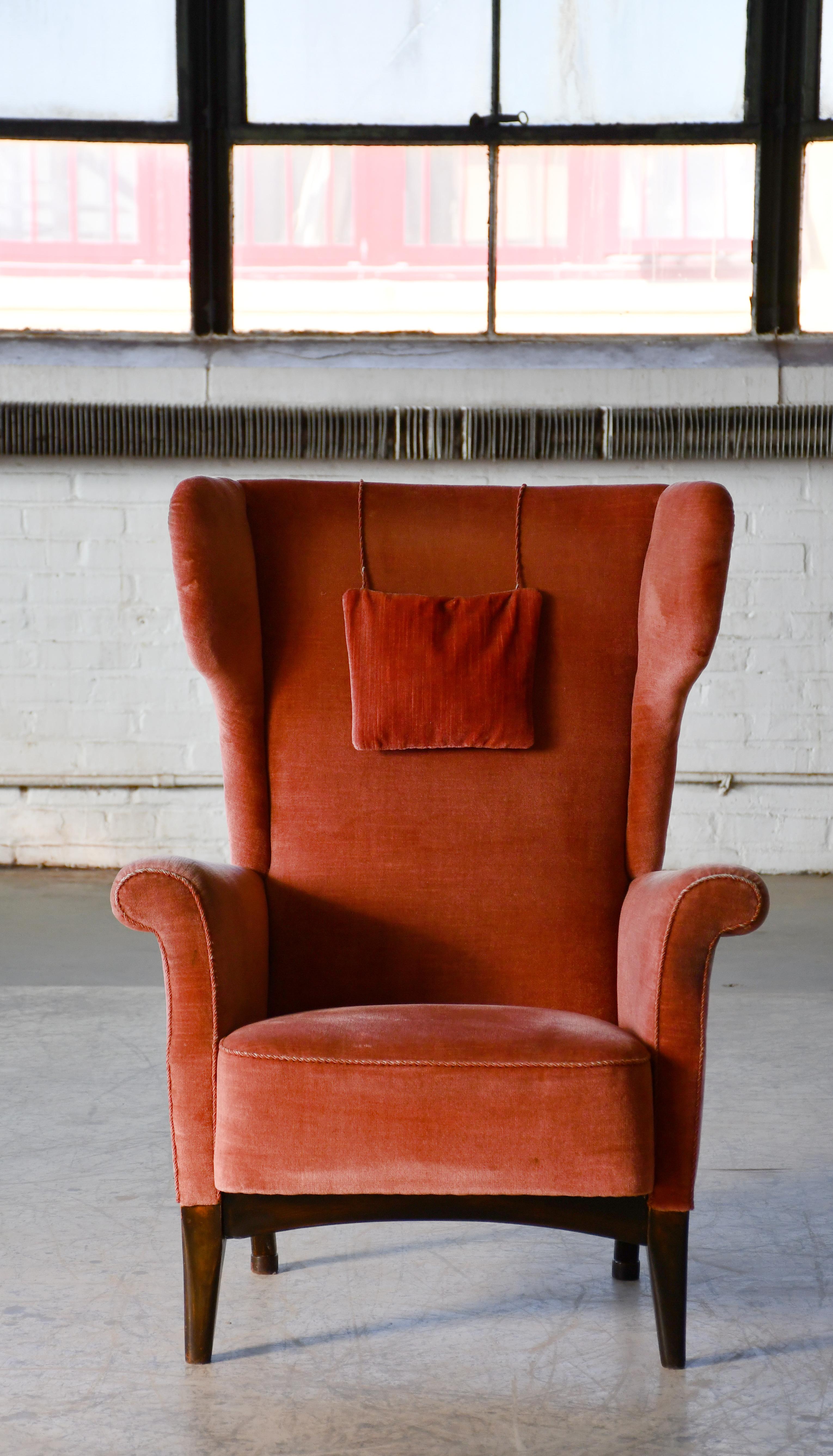 Mid-Century Modern Fritz Hansen 1950s Wingback Chair Model 8023 in Teak Danish Midcentury