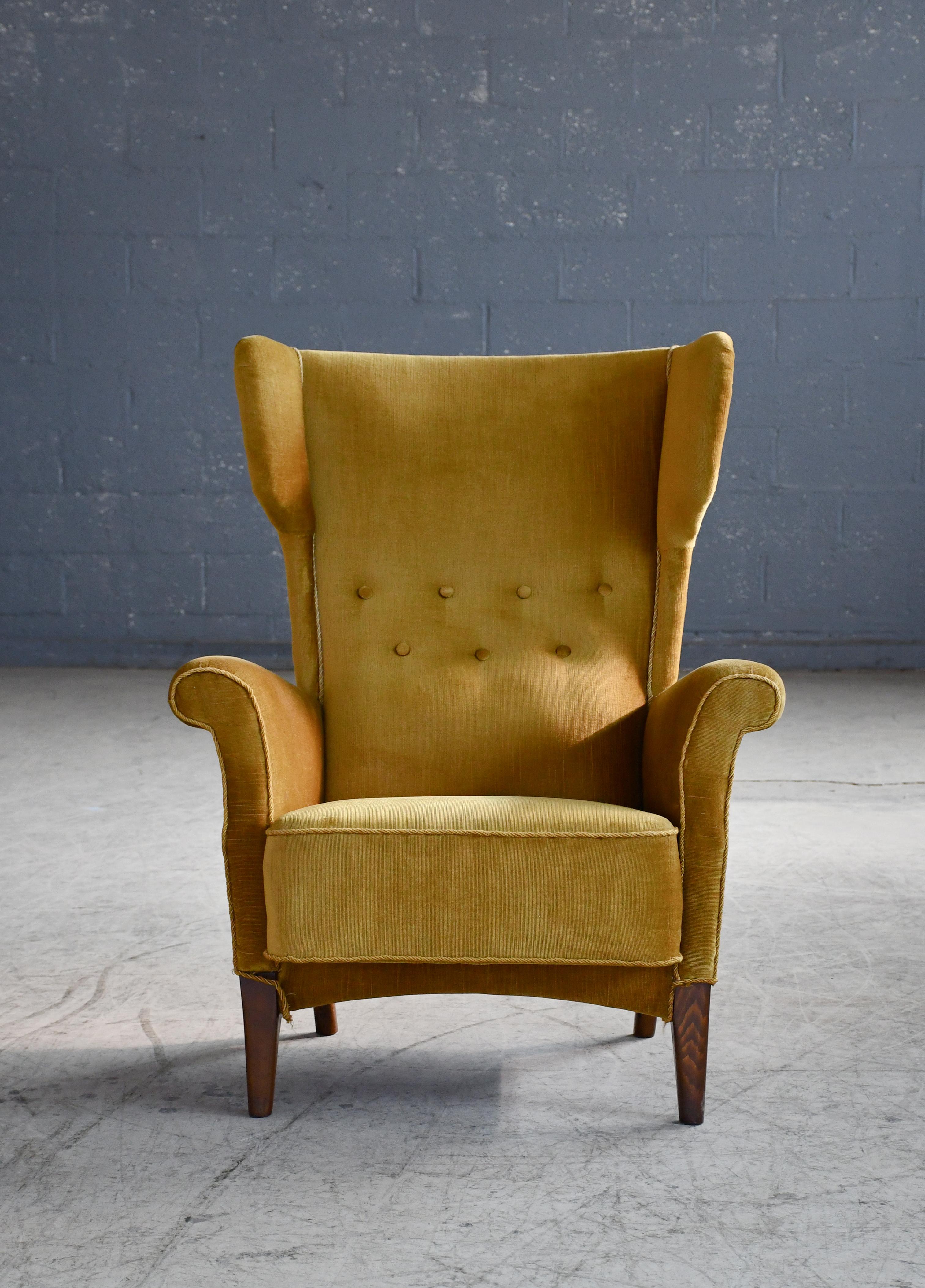 Mid-Century Modern Fritz Hansen 1950s Wingback Chair Model 8023 in Teak Danish Midcentury