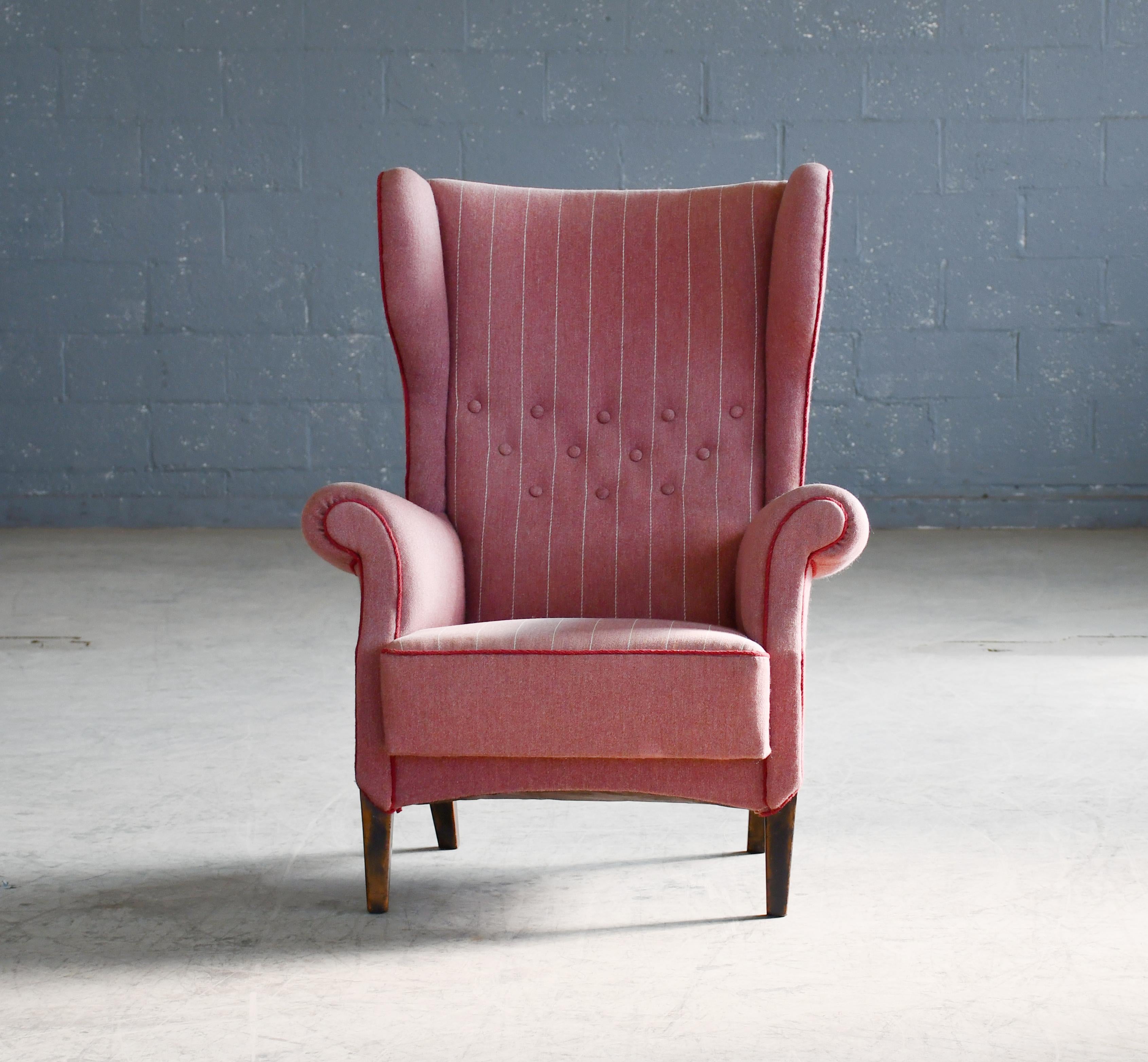Mid-Century Modern Fritz Hansen 1950s Wingback Chair Model 8023 in Teak Danish Midcentury