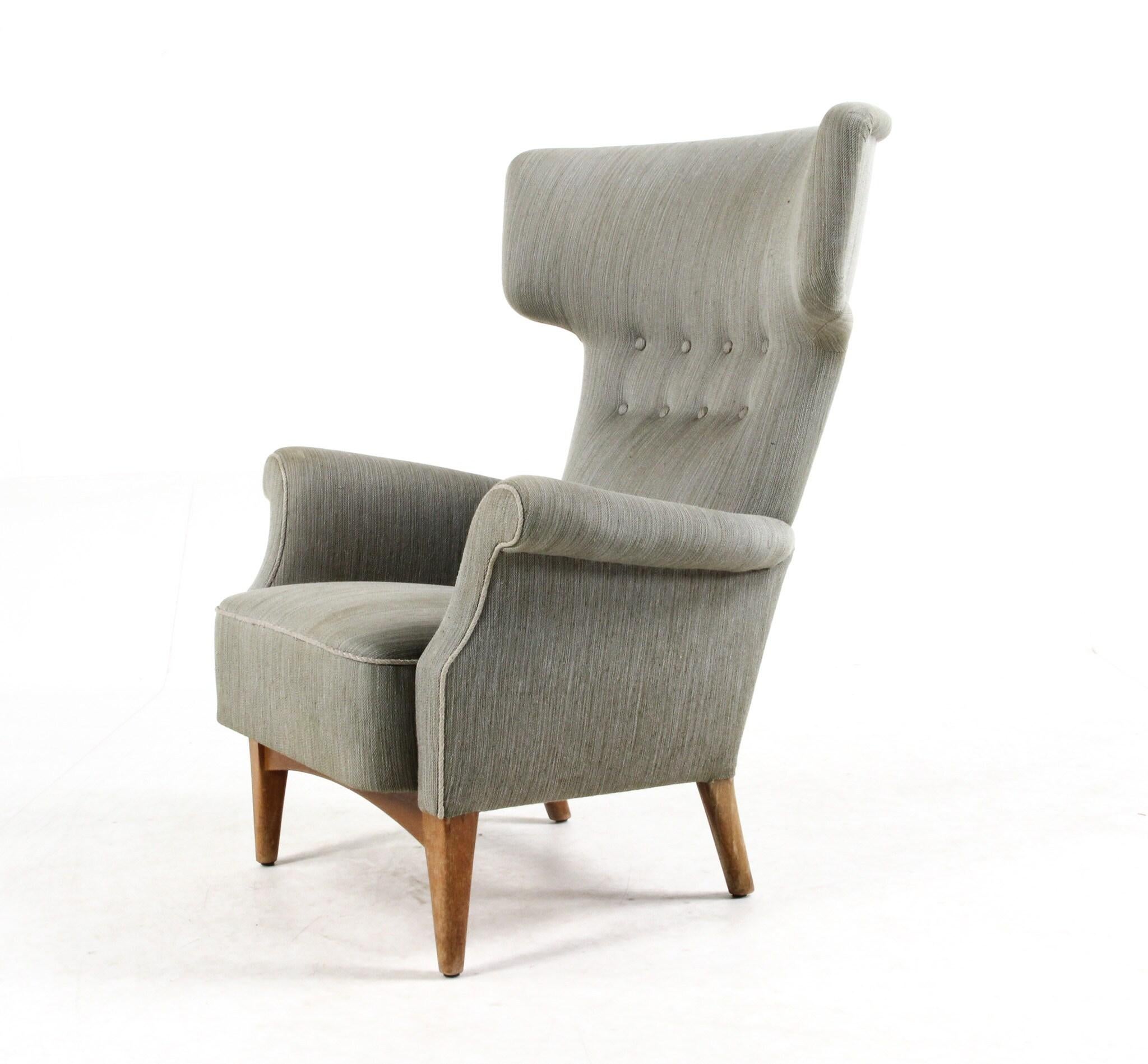 Mid-Century Modern Fauteuil à oreilles Fritz Hansen des années 1950, modèle 8023 en teck, danois du milieu du siècle dernier en vente