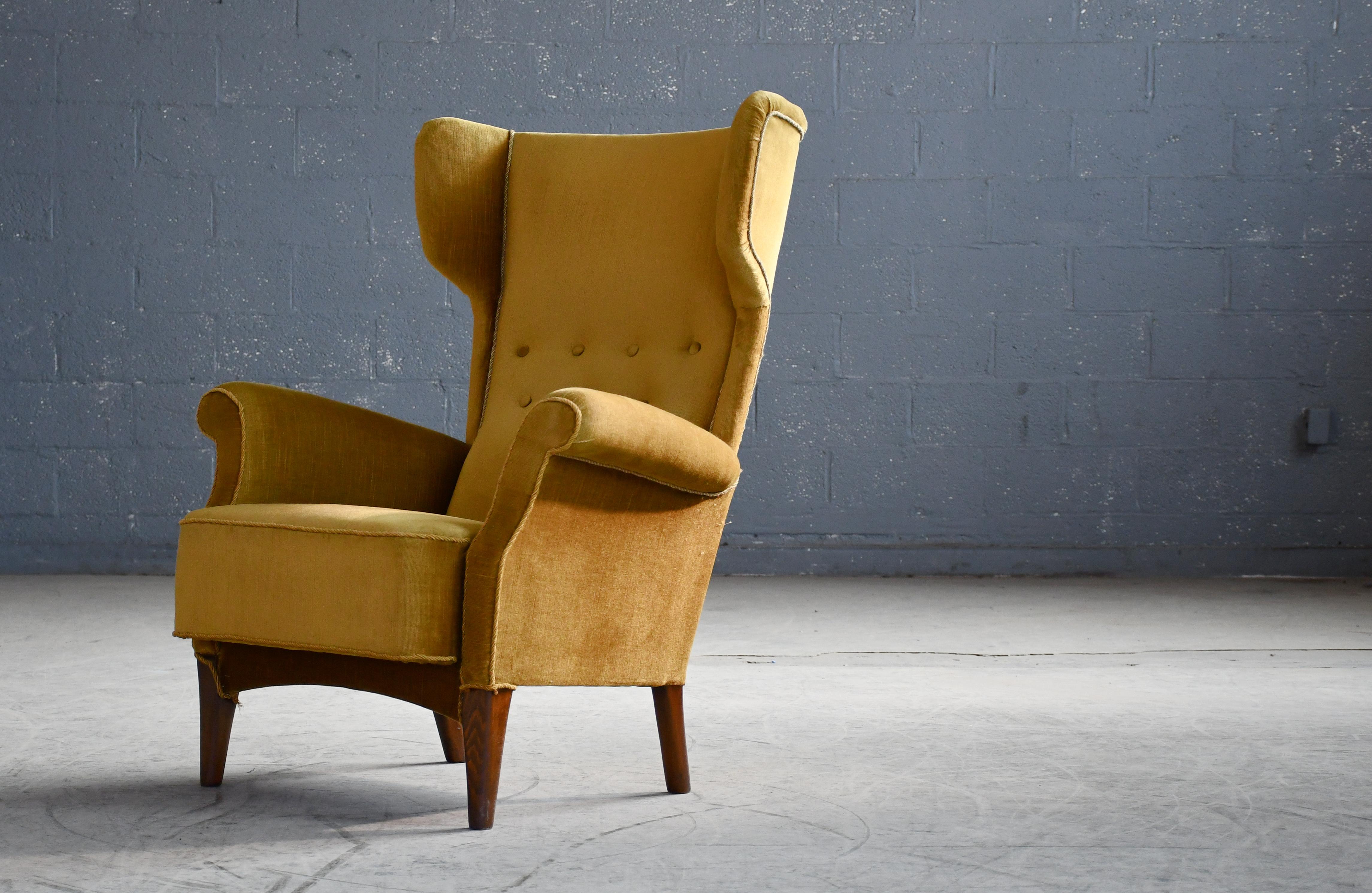 Fritz Hansen 1950s Wingback Chair Model 8023 in Teak Danish Midcentury In Good Condition In Bridgeport, CT