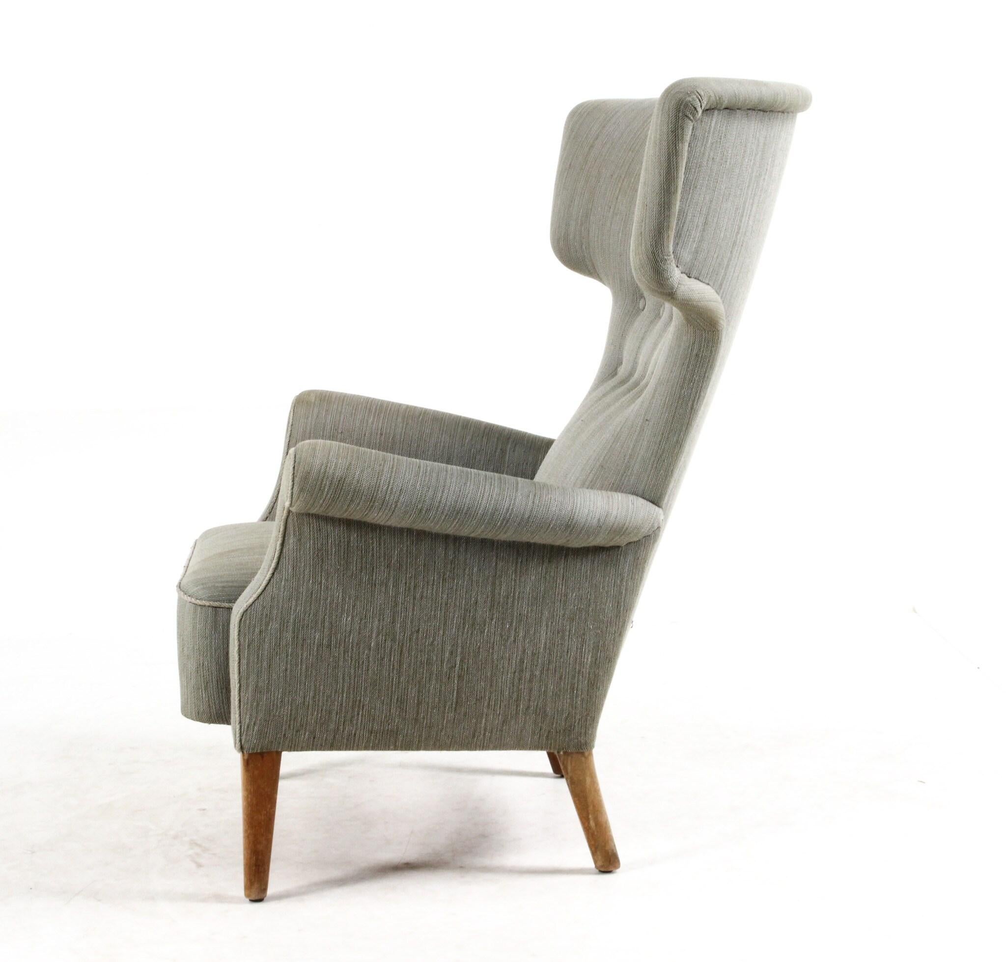 Danois Fauteuil à oreilles Fritz Hansen des années 1950, modèle 8023 en teck, danois du milieu du siècle dernier en vente