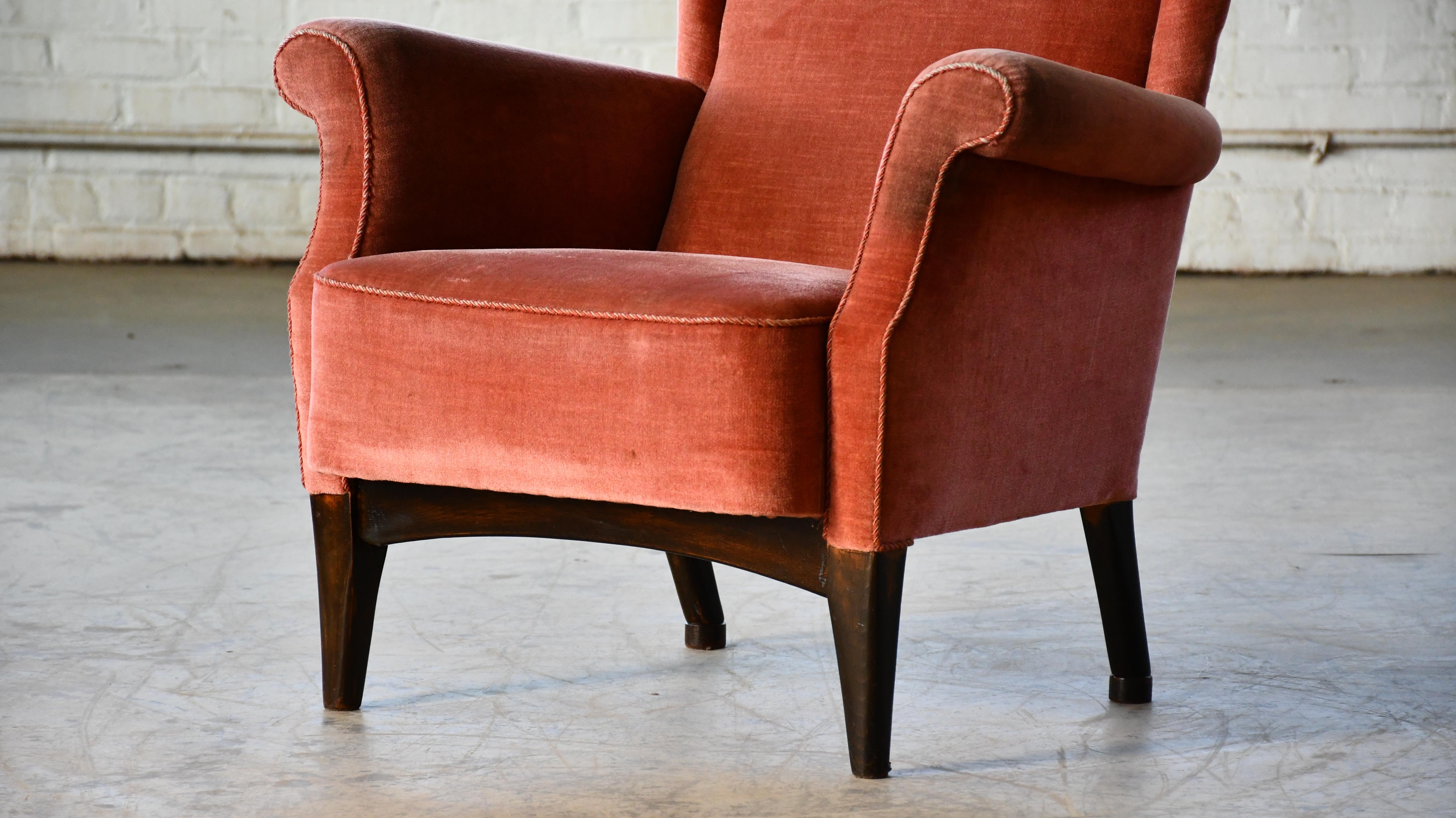 Mid-20th Century Fritz Hansen 1950s Wingback Chair Model 8023 in Teak Danish Midcentury