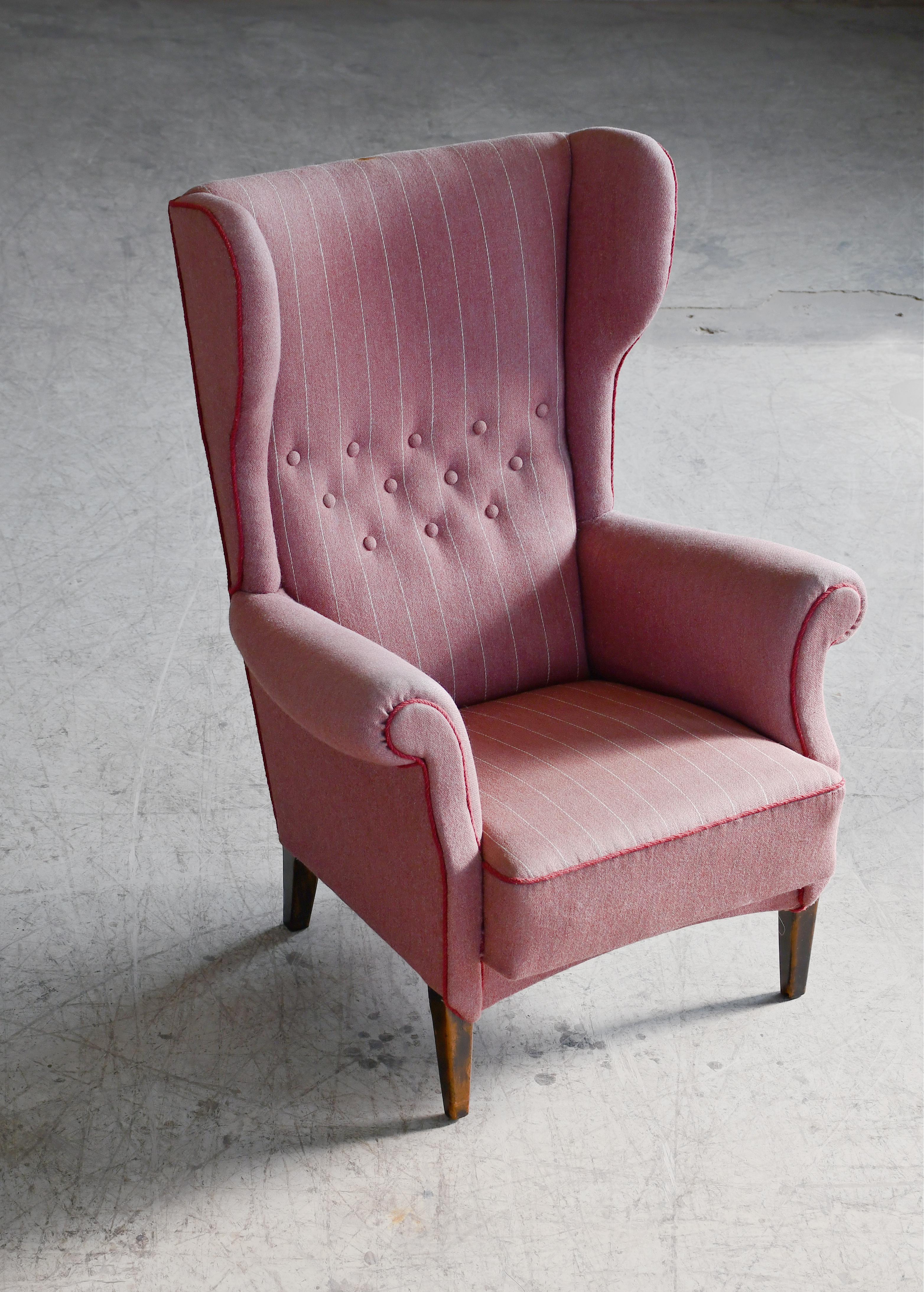 Mid-20th Century Fritz Hansen 1950s Wingback Chair Model 8023 in Teak Danish Midcentury