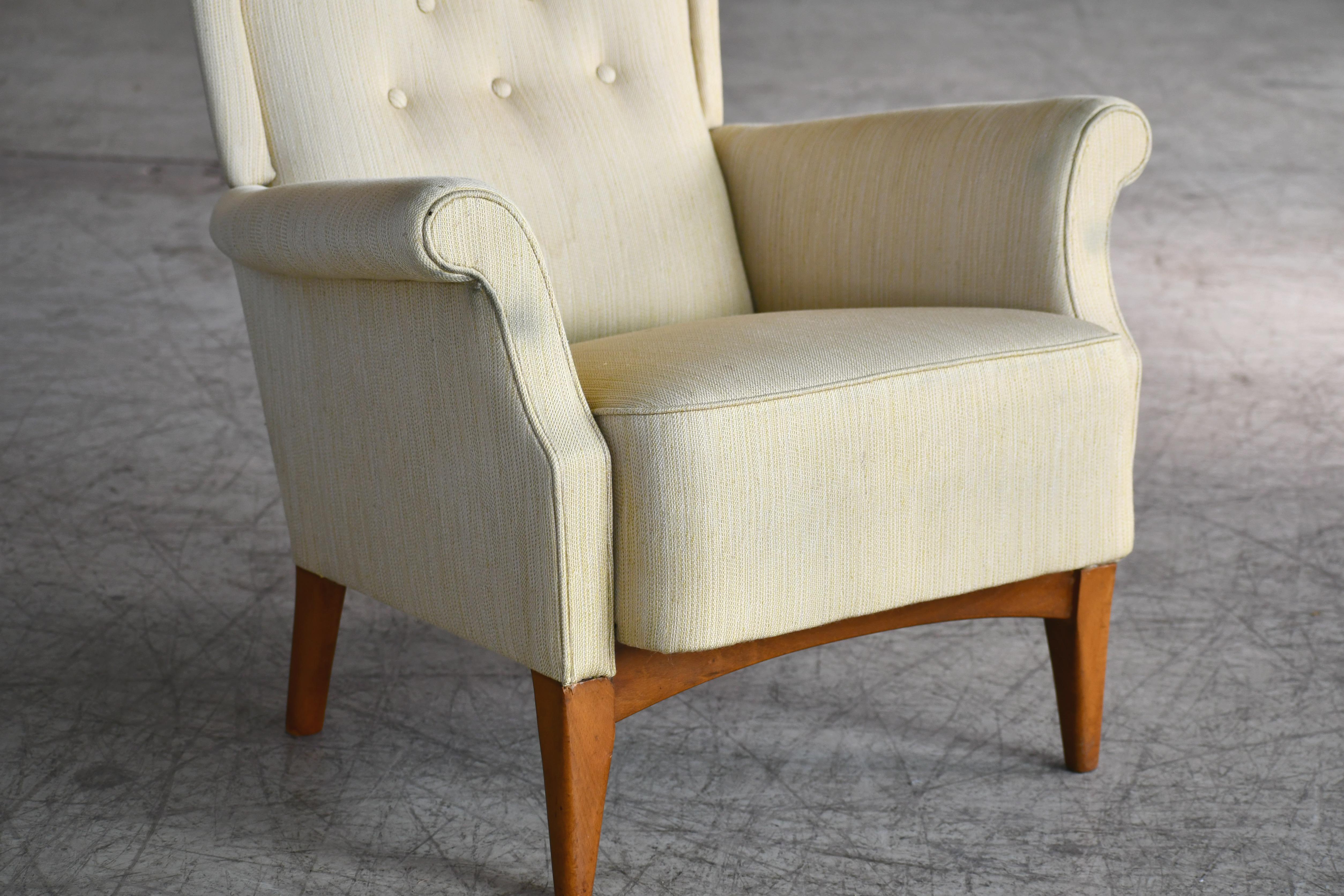 Fritz Hansen 1950s Wingback Chair Model 8023 in Teak Danish Midcentury In Good Condition In Bridgeport, CT