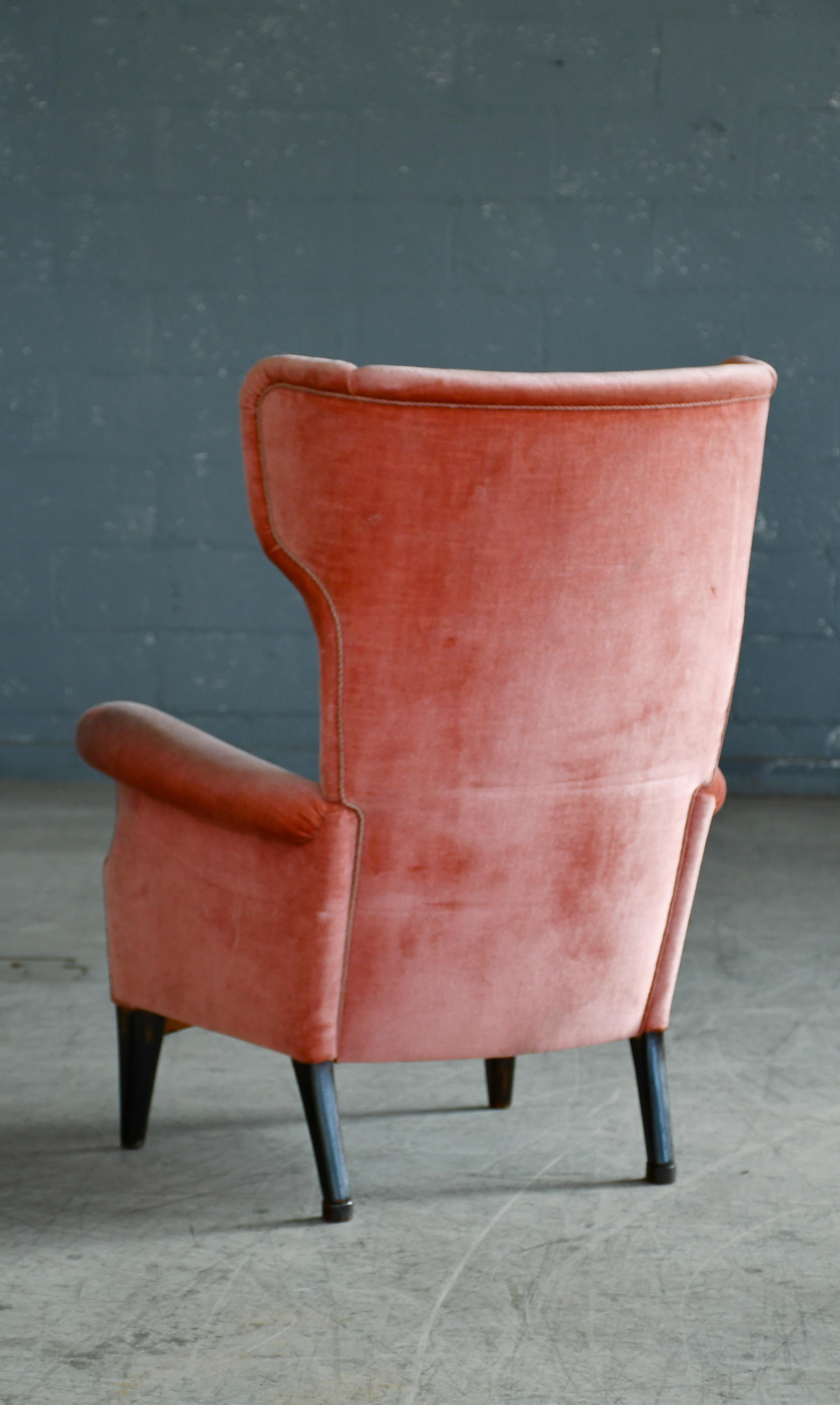 Fritz Hansen 1950s Wingback Chair Model 8023 in Teak Danish Midcentury 1