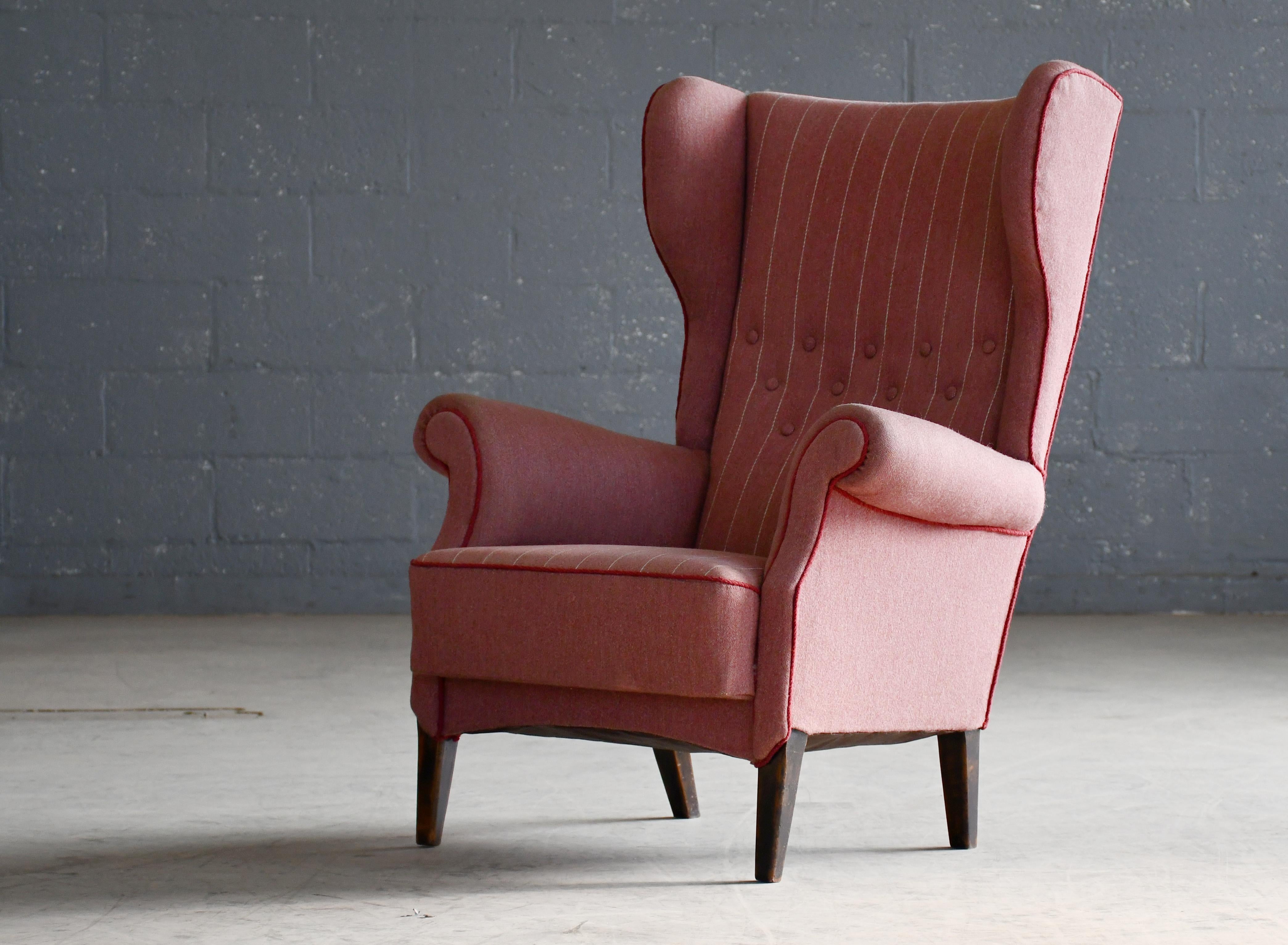 Fritz Hansen 1950s Wingback Chair Model 8023 in Teak Danish Midcentury 1