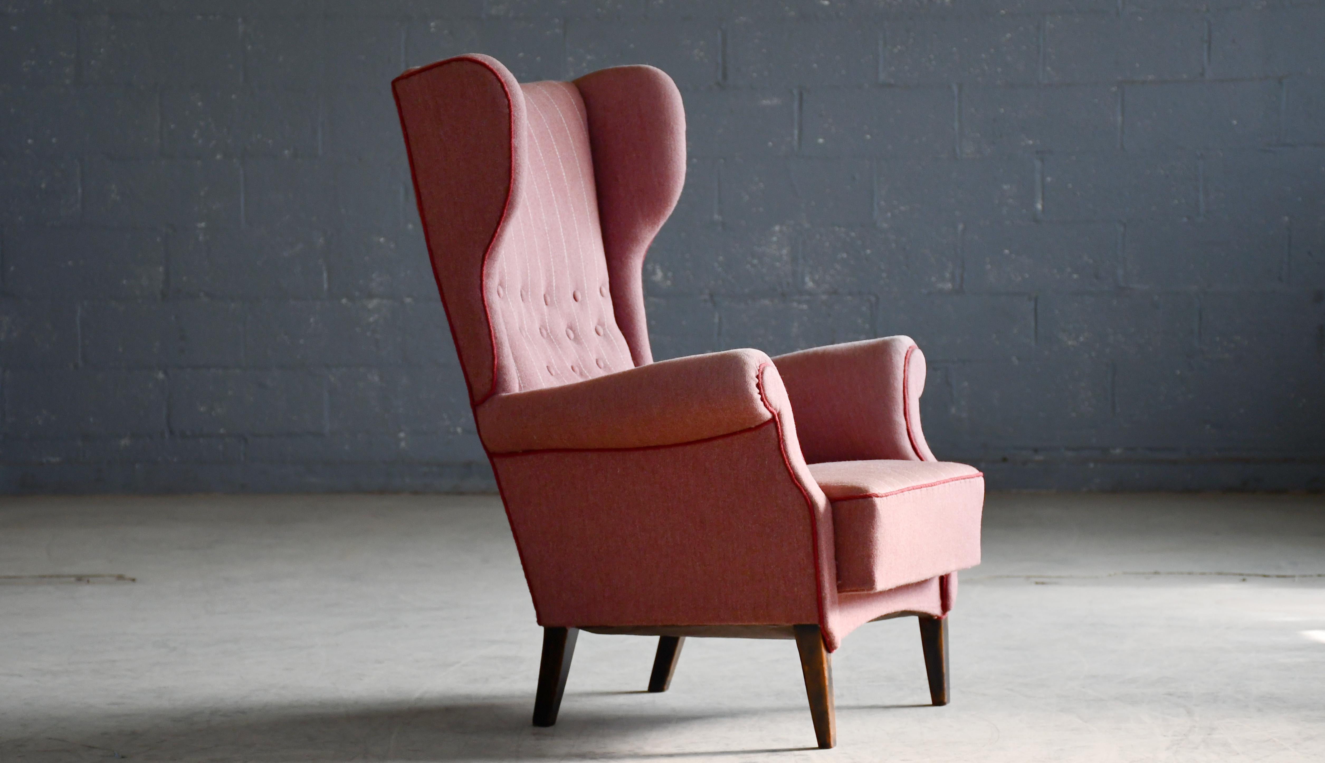 Fritz Hansen 1950s Wingback Chair Model 8023 in Teak Danish Midcentury 2