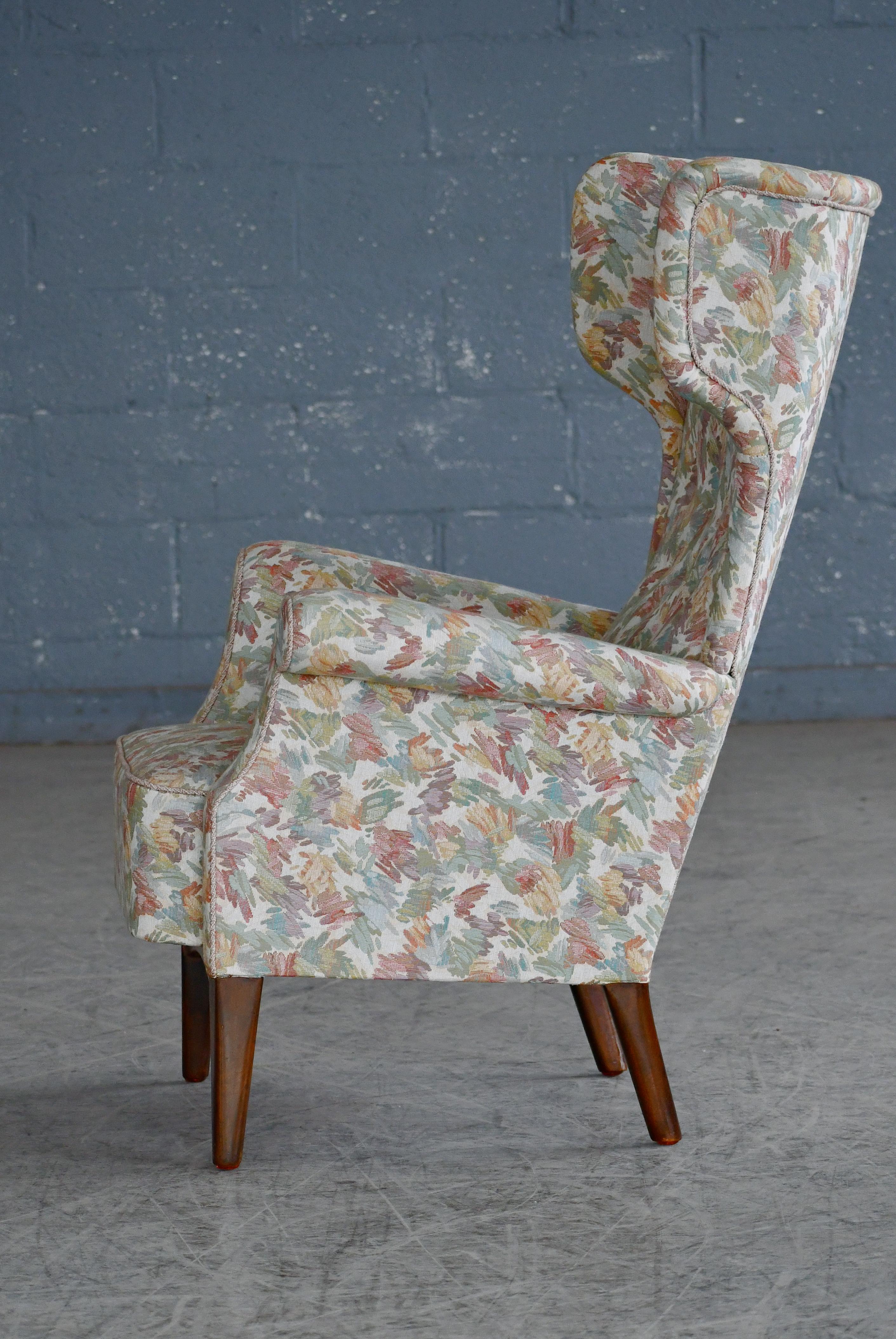Fritz Hansen 1950s Wingback Chair Model 8023 in Teak Danish Midcentury 3