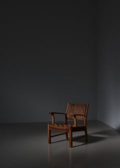 Fritz Hansen-Sessel aus Buche und Seegras, skandinavische Moderne, 1930er Jahre