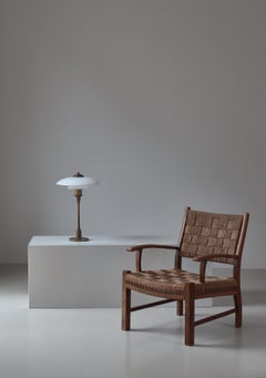 Sillón Fritz Hansen de haya y hierba marina, moderno escandinavo, años 30