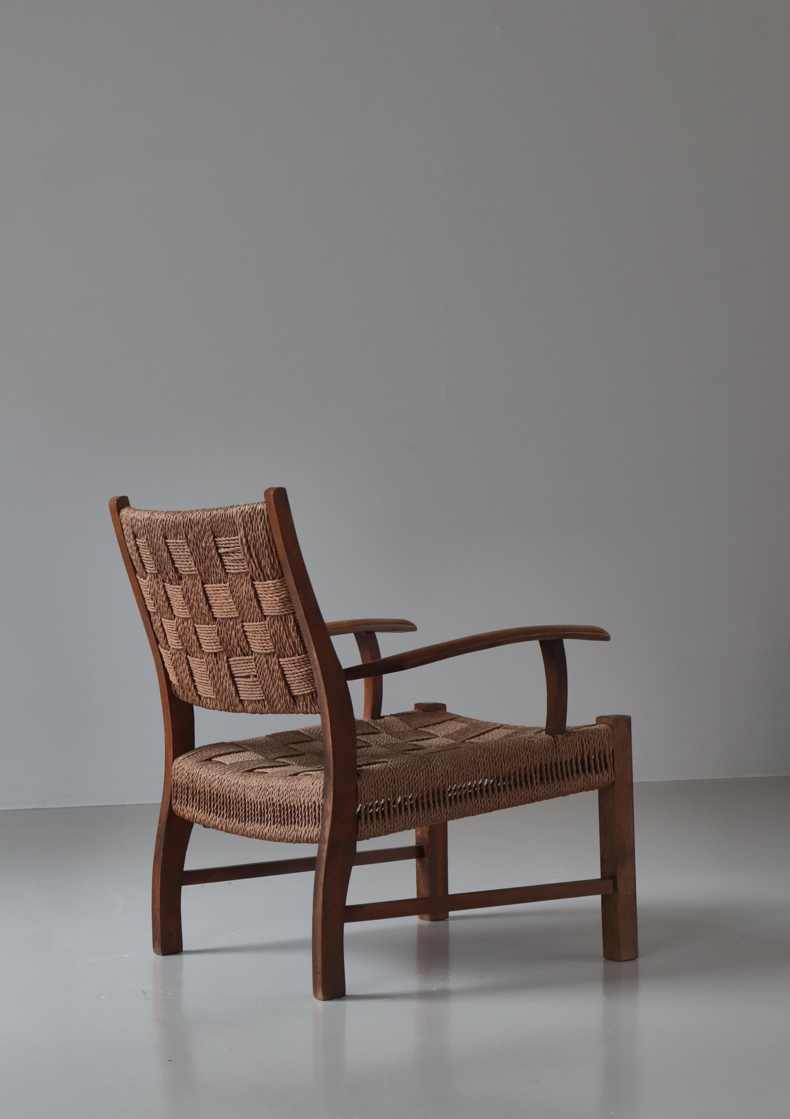 Fritz Hansen-Sessel aus Buche und Seegras, skandinavische Moderne, 1930er Jahre (Skandinavische Moderne) im Angebot