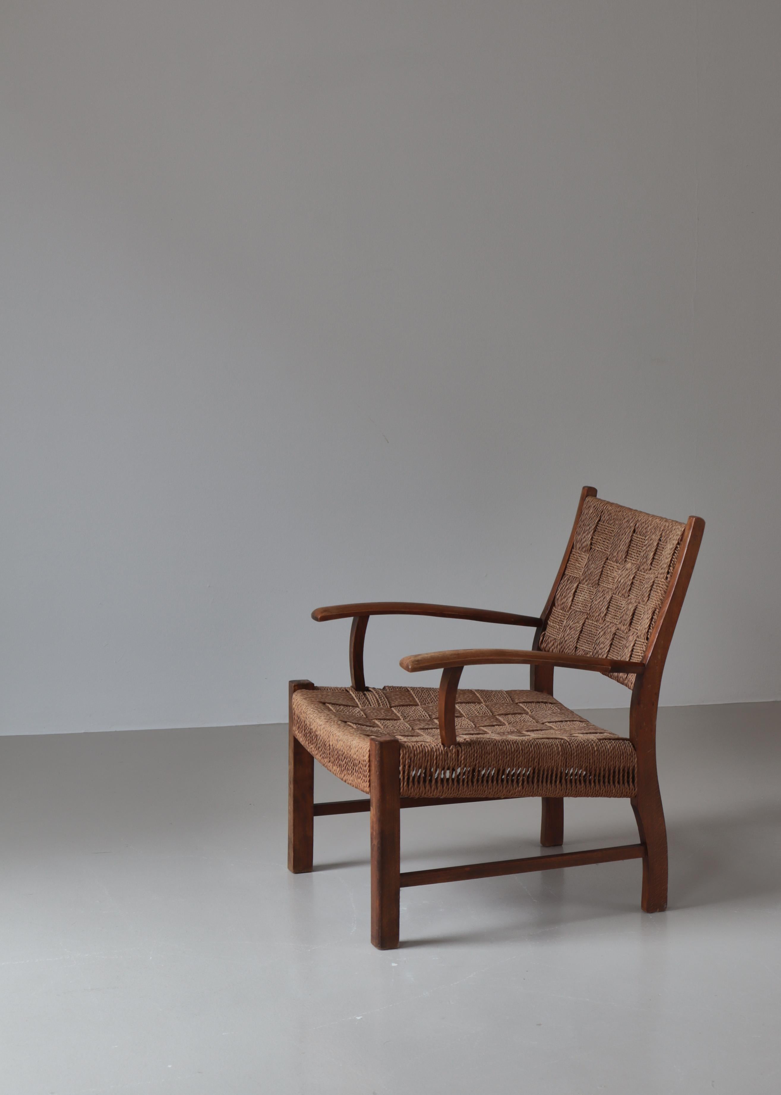 Fritz Hansen-Sessel aus Buche und Seegras, skandinavische Moderne, 1930er Jahre (Dänisch) im Angebot