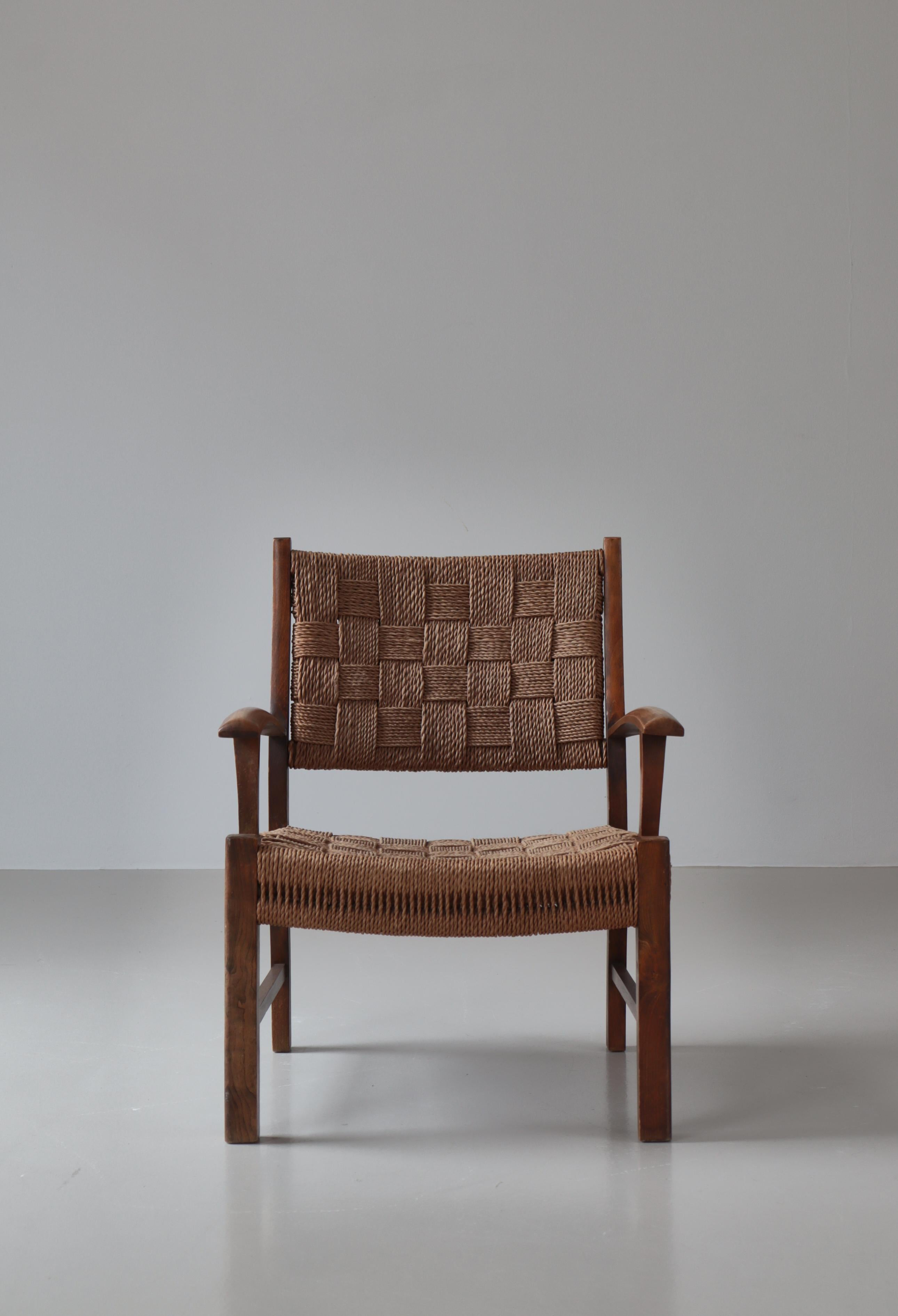 Fritz Hansen-Sessel aus Buche und Seegras, skandinavische Moderne, 1930er Jahre im Zustand „Gut“ im Angebot in Odense, DK