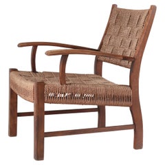 Fritz Hansen Armchair in Beech and Seagrass, Scandinavian Modern, 1930s