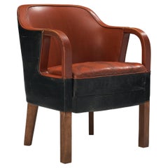 Fritz Hansen Armchair in Red and Black Upholstery