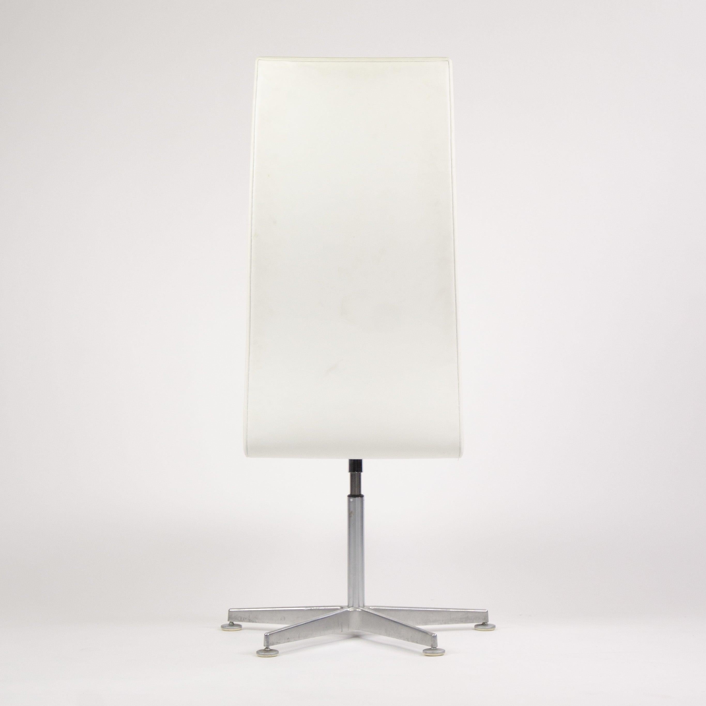 Aluminum Fritz Hansen Arne Jacobsen Tall Oxford Chair White Leather 2007 4x Available For Sale
