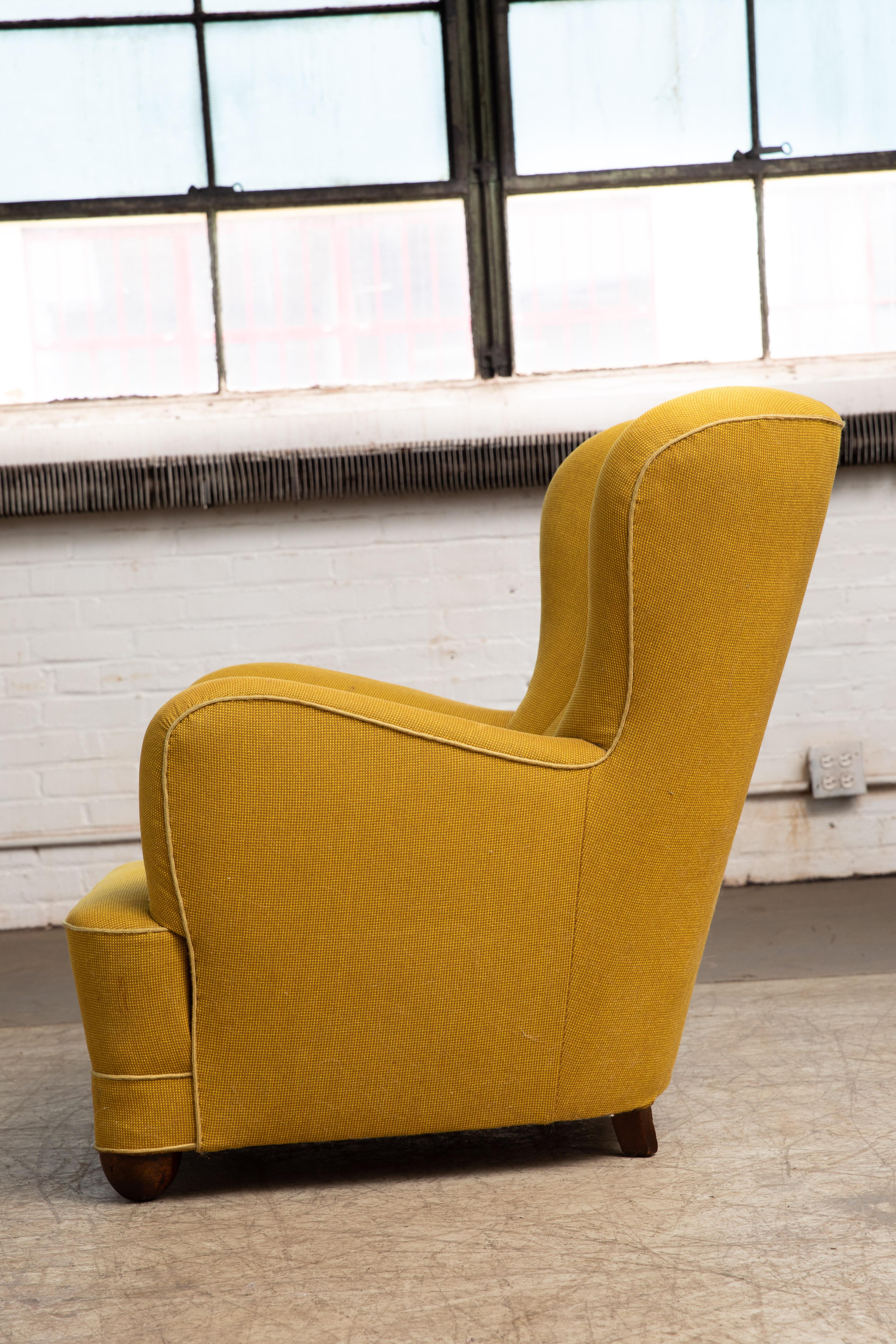 Fritz Hansen Attributed 1940s Danish Channel Back Lounge Chair In Good Condition In Bridgeport, CT