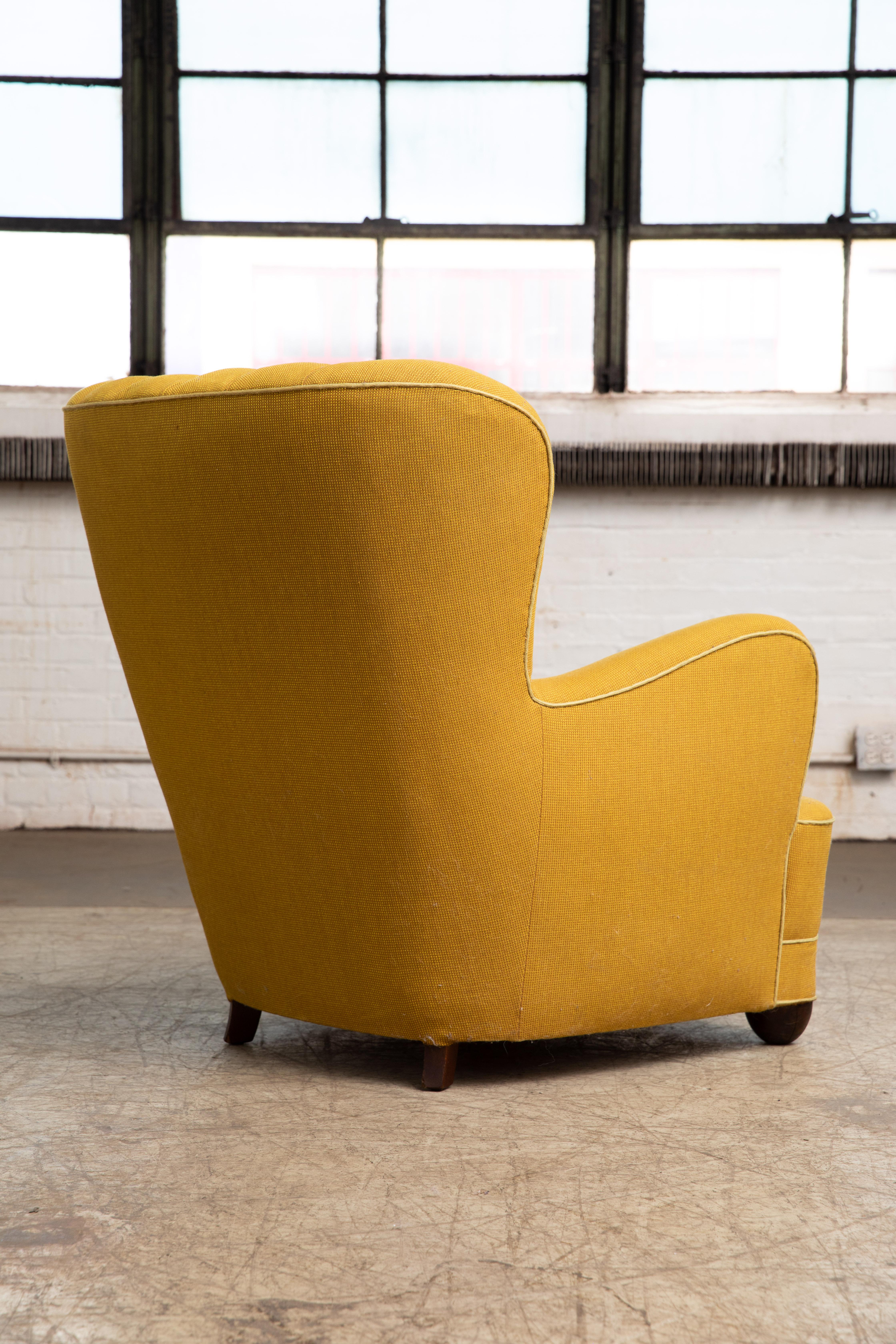 Fritz Hansen Attributed 1940s Danish Channel Back Lounge Chair 2