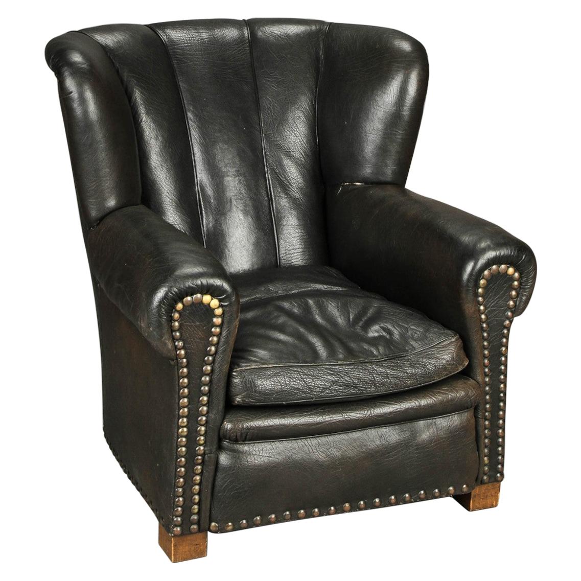 black leather easy chair by Lysberg, Hansen and Therp at 1stDibs