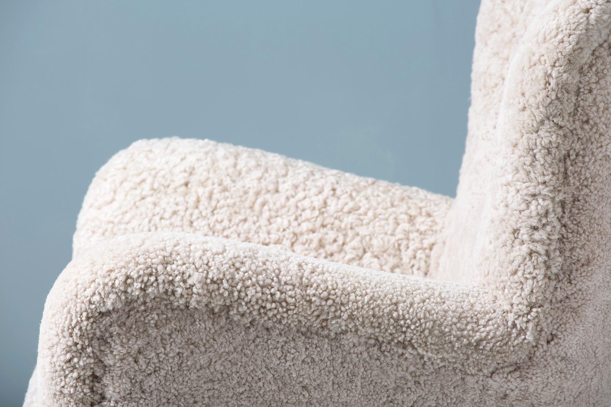 Fritz Hansen Attributed 1940s Sheepskin Armchair 4