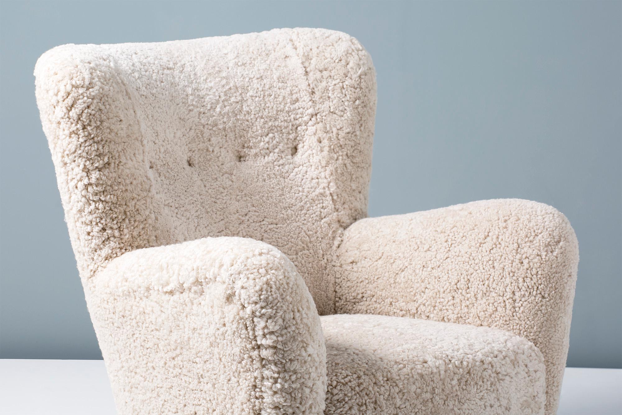 Fritz Hansen Attributed 1940s Sheepskin Armchair 5