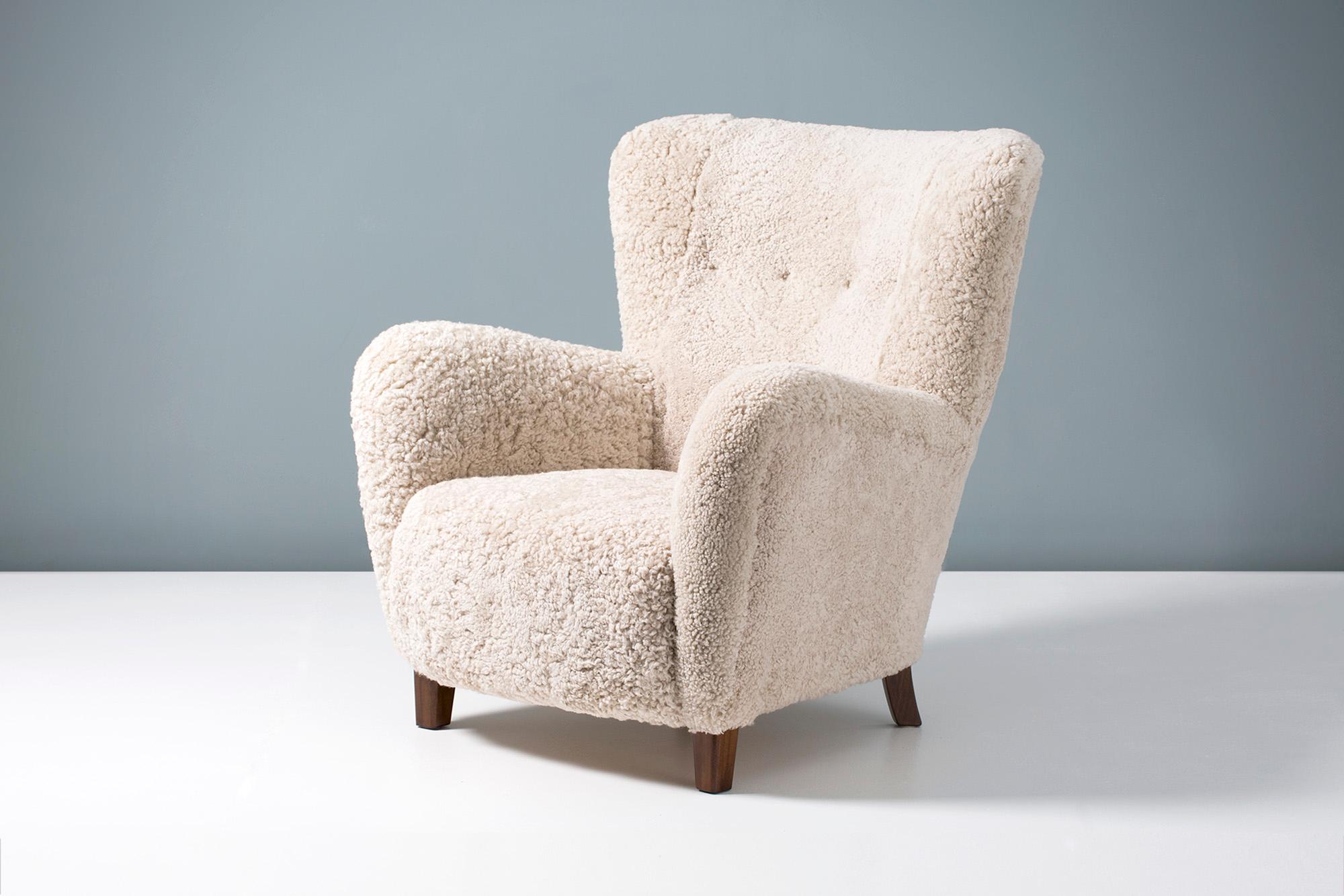 Mid-20th Century Fritz Hansen Attributed 1940s Sheepskin Armchair