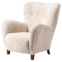 Fritz Hansen Attributed 1940s Sheepskin Armchair