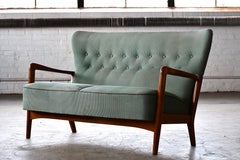 Fritz Hansen Attributed 1940s Sofa or Settee with Open Armrests