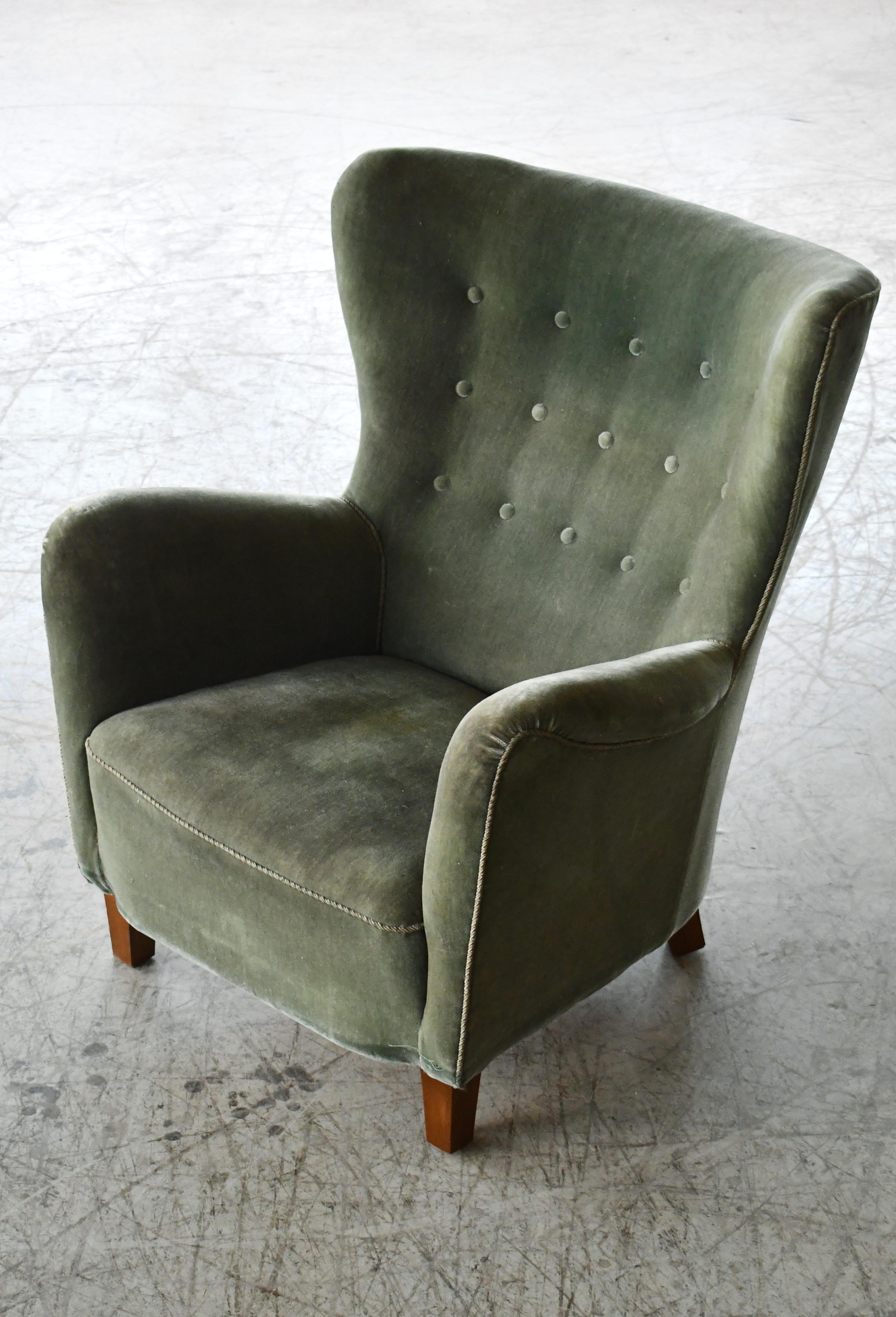 Fritz Hansen Attributed Model 1669 Style Easy Chair, Denmark, 1940s  4