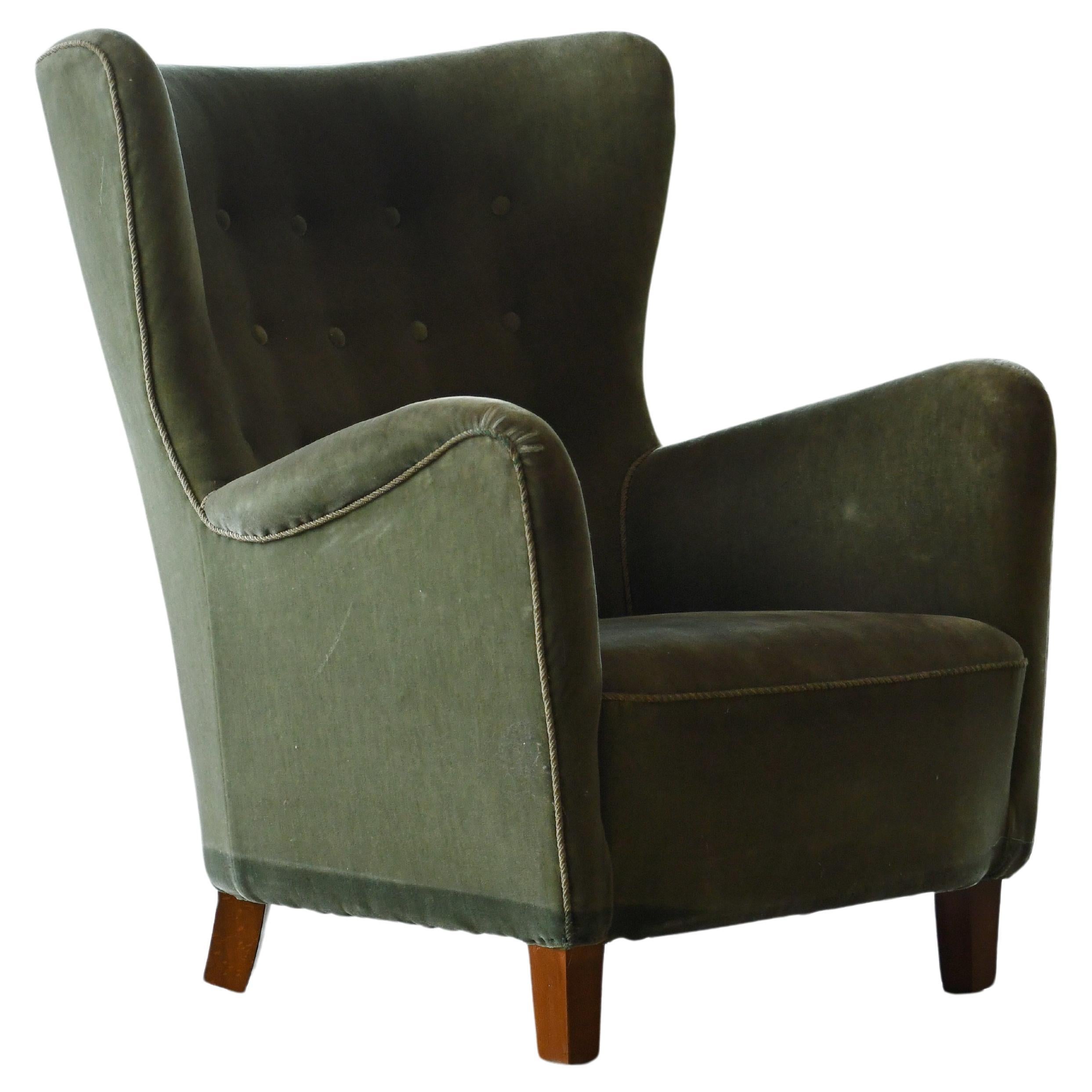 Fritz Hansen Attributed Model 1669 Style Easy Chair, Denmark, 1940s 