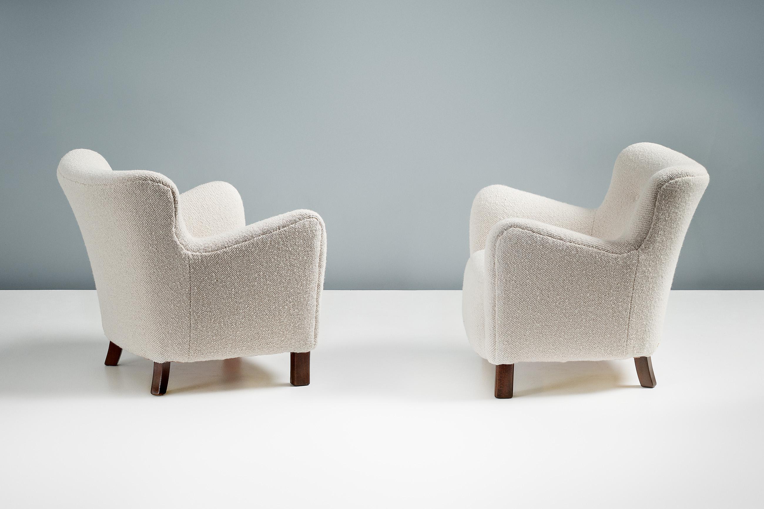 Bouclé Fritz Hansen Boucle Lounge Chairs, c1940s