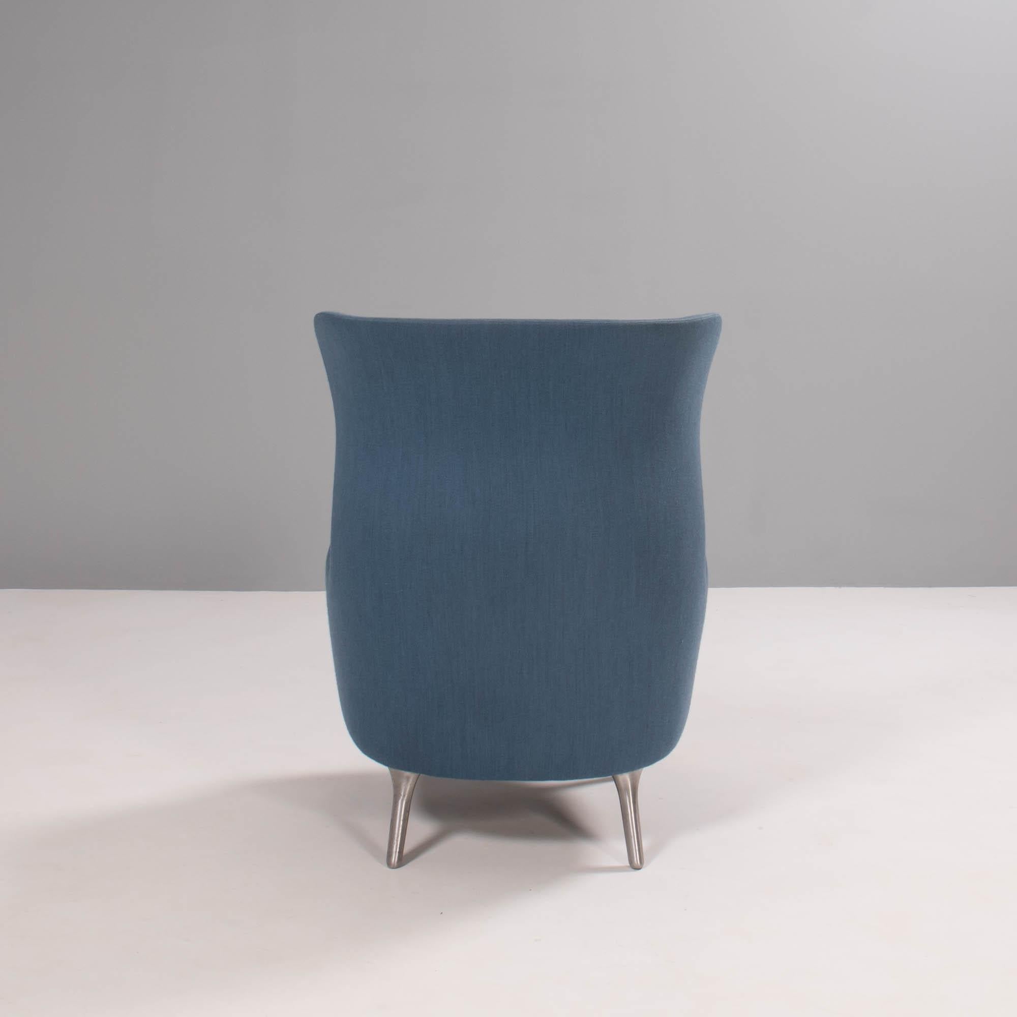 grey blue armchair
