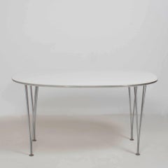 Fritz Hansen by Piet Hein and Bruno Mathsson White Super-Elliptic Table, 1996