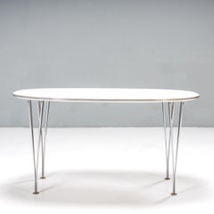 Fritz Hansen von Piet Hein und Bruno Mathsson, weißer Super-Elliptic-Tisch, 1996