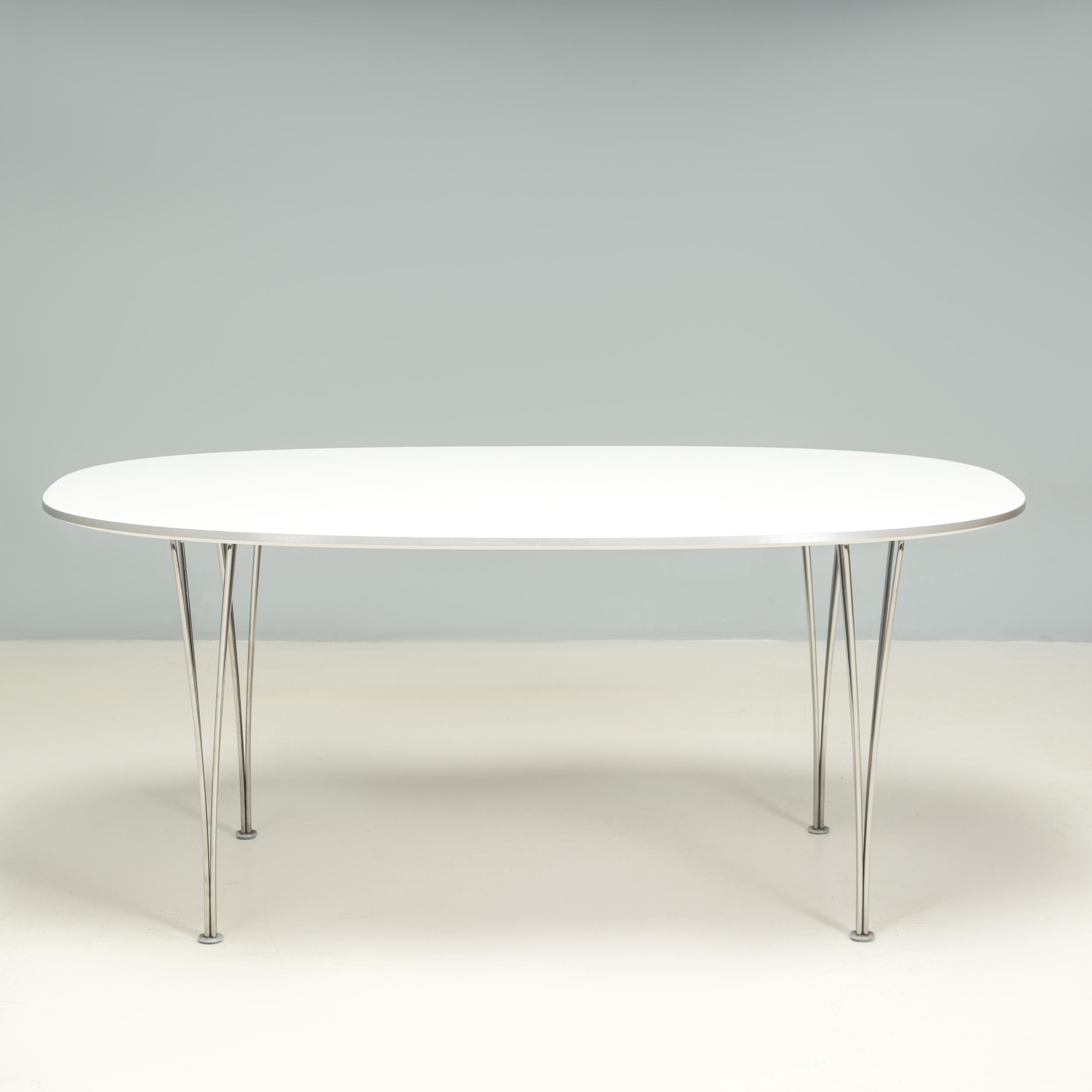 Danish Fritz Hansen by Piet Hein and Bruno Mathsson White Super-Ellipse Table