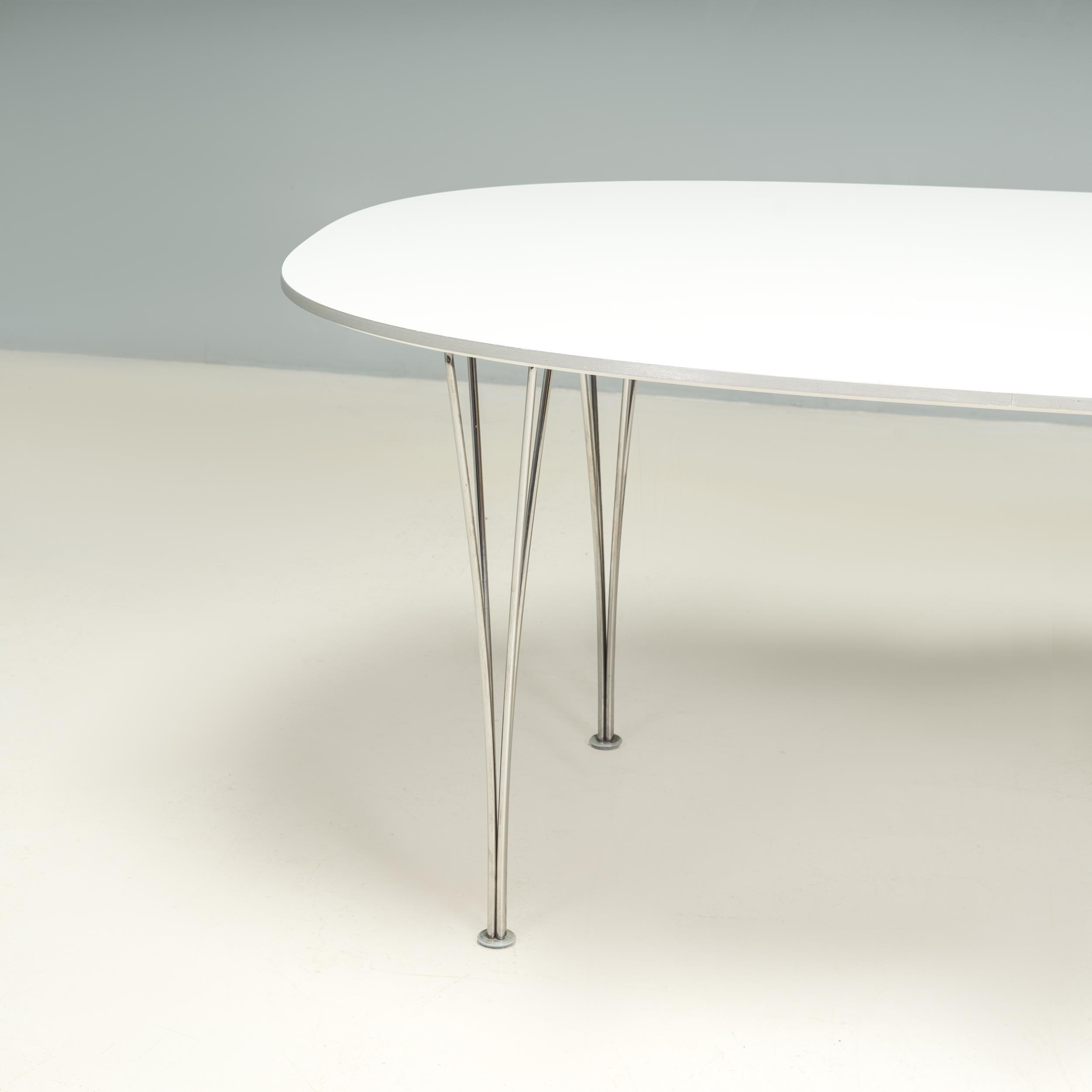 Fritz Hansen by Piet Hein and Bruno Mathsson White Super-Ellipse Table In Good Condition In London, GB