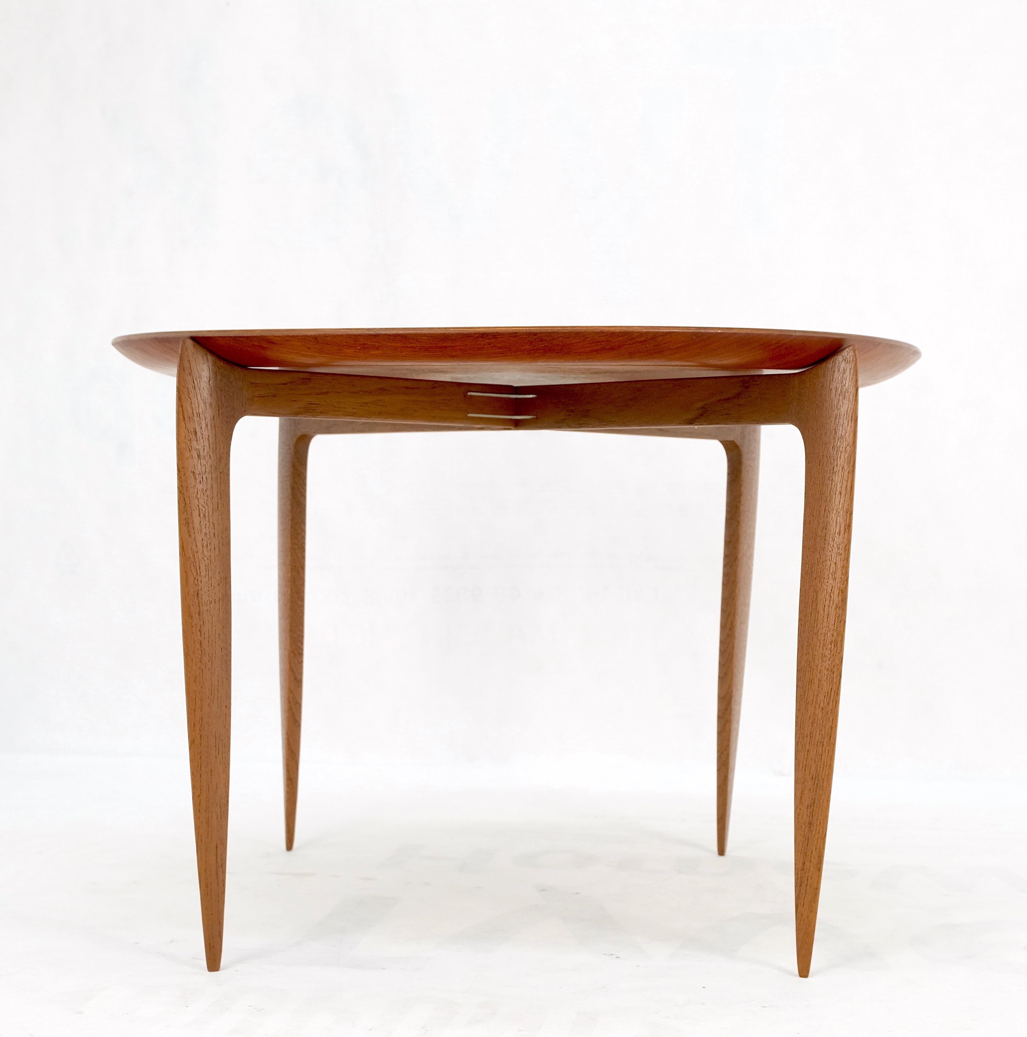 Fritz Hansen Danish Mid-Century Modern teak folding coffee table stand tray top MINT!.