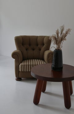 Fritz Hansen Danish Modern Easy Chair in Elm & Savak Wool, 1940s, Denmark