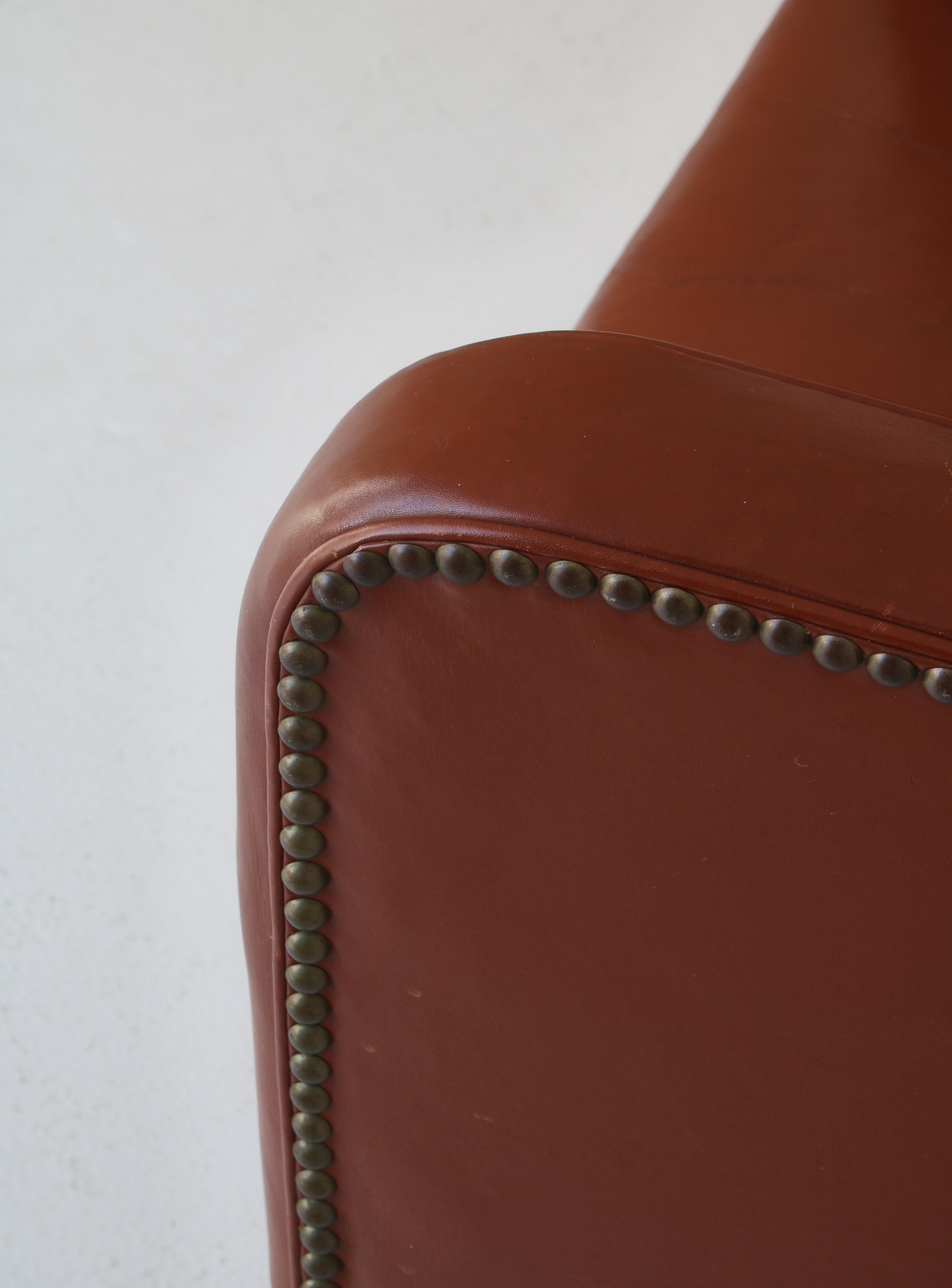 Fritz Hansen, sedia moderna danese in pelle e faggio, anni '40 in vendita 3