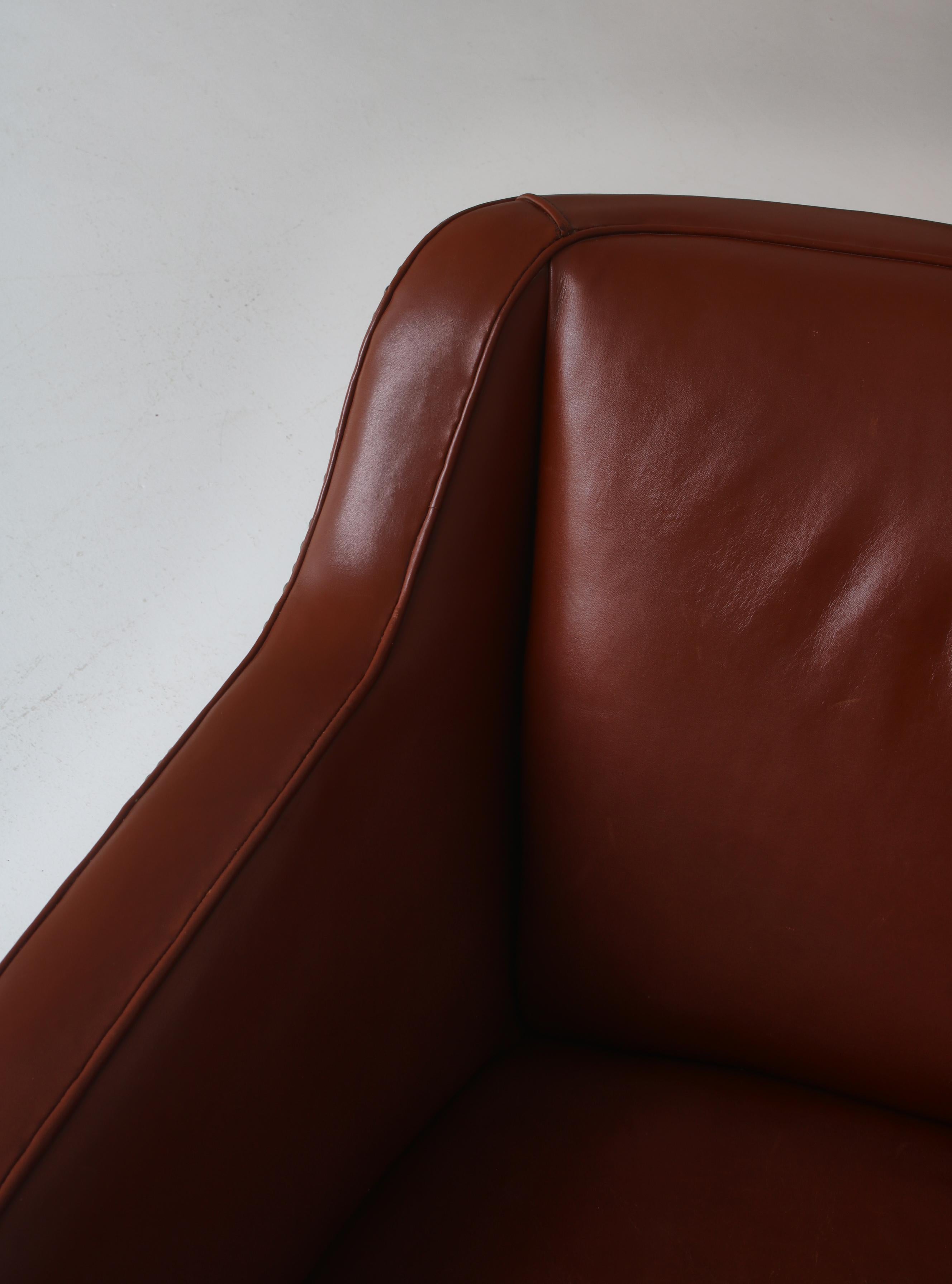 Fritz Hansen, sedia moderna danese in pelle e faggio, anni '40 in vendita 5