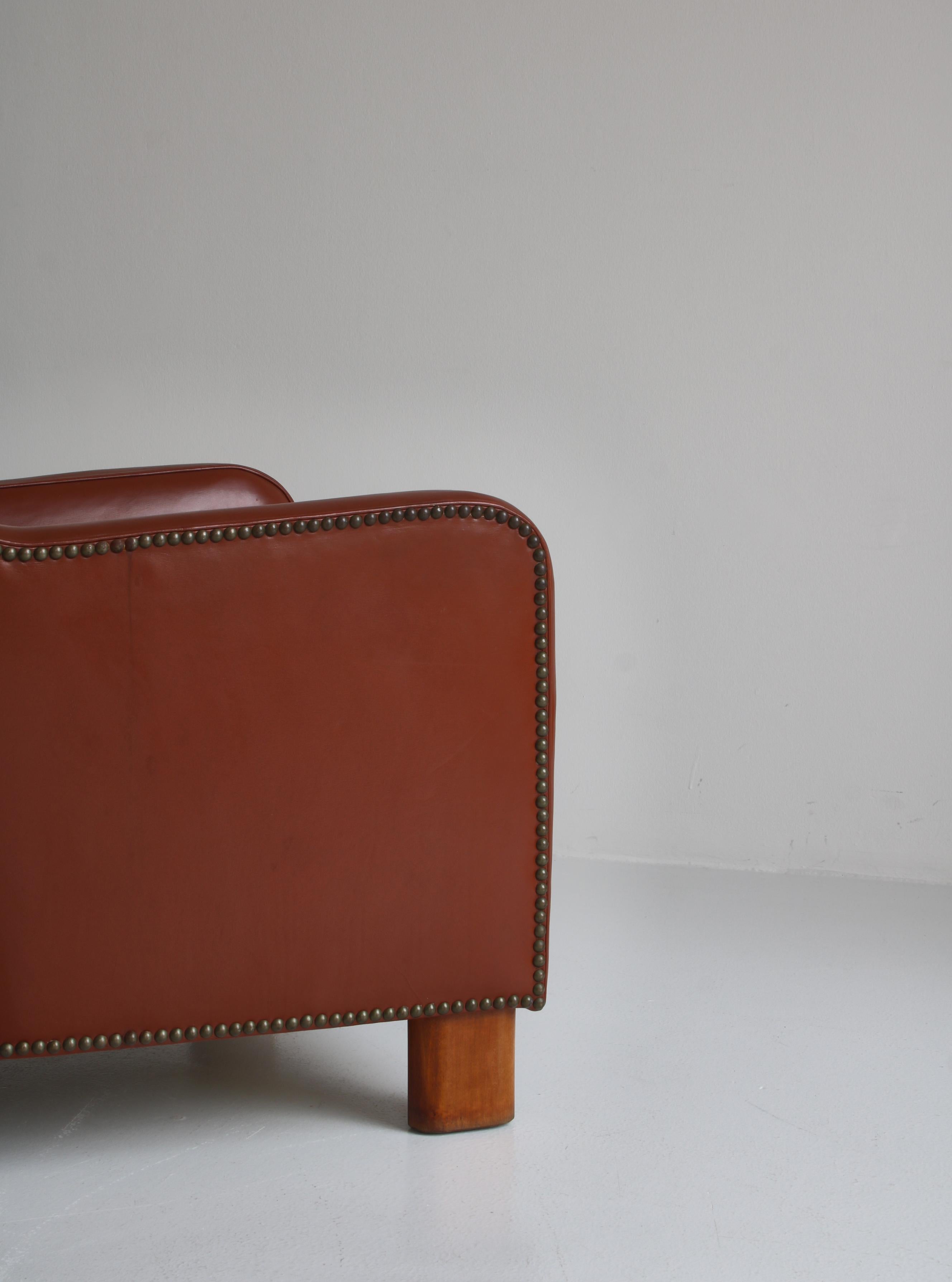 Fritz Hansen, sedia moderna danese in pelle e faggio, anni '40 in vendita 9