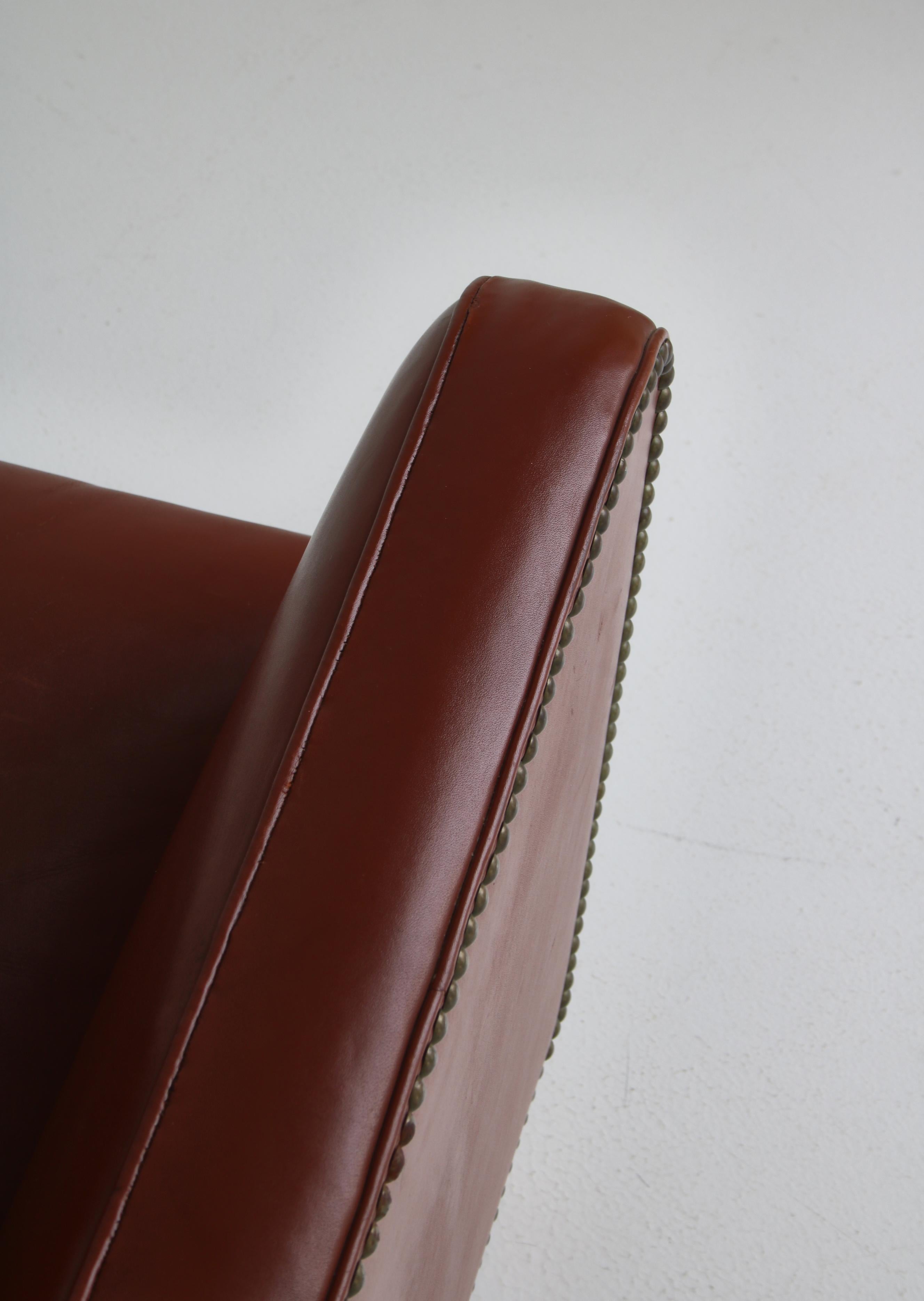 Fritz Hansen, sedia moderna danese in pelle e faggio, anni '40 in vendita 10