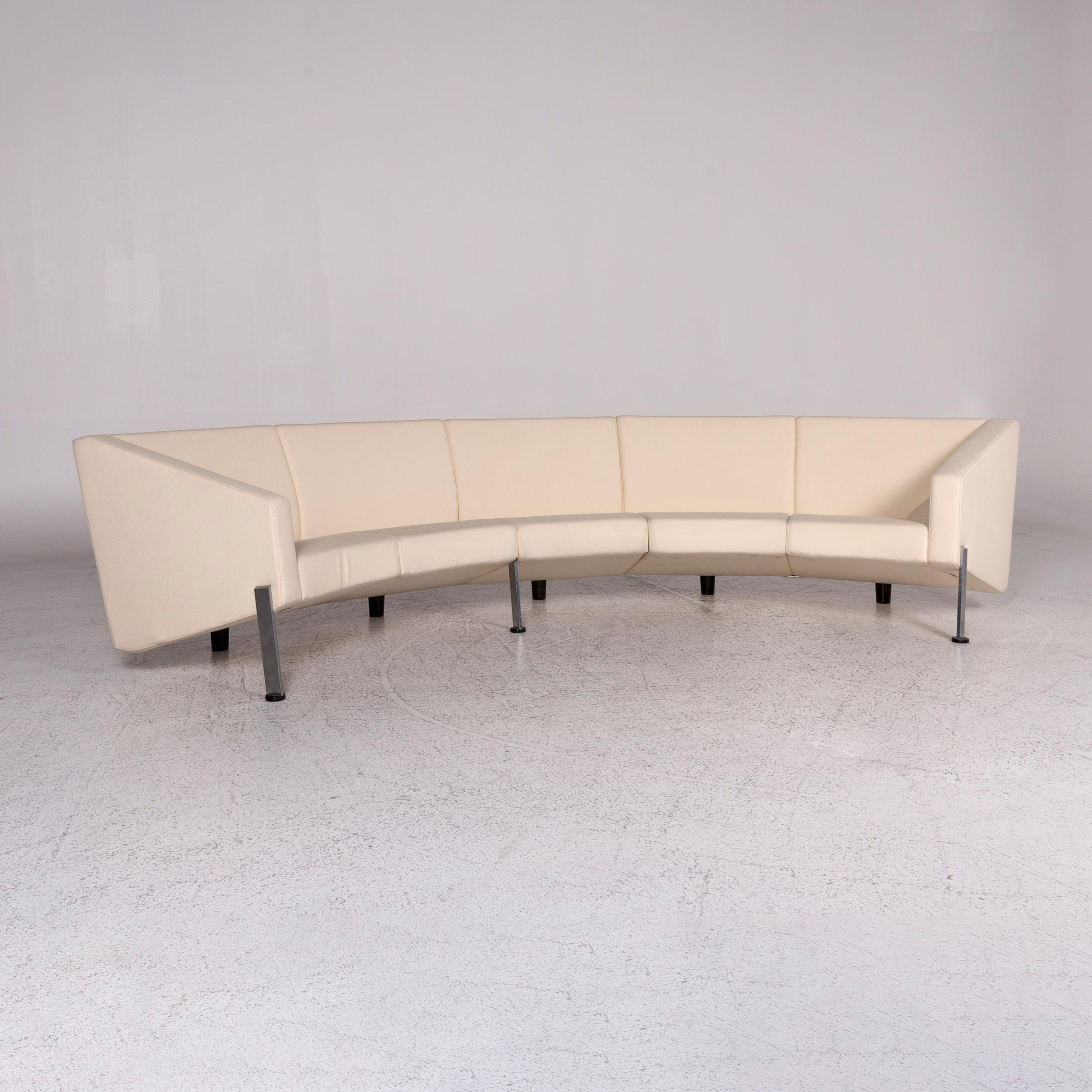 We bring to you a Fritz Hansen decision fabric corner sofa cream sofa couch.

 Product measurements in centimeters:
 
Depth: 141
Width: 343
Height: 74
Seat-height: 39
Rest-height: 65
Seat-depth: 52
Seat-width: 283
Back-height: 38.
 