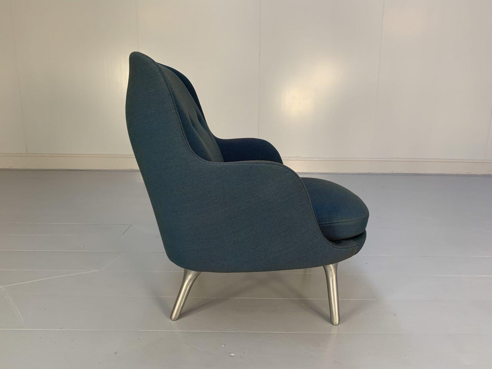Contemporary Fritz Hansen “Fri” Lounge Armchair in Blue Fabric For Sale