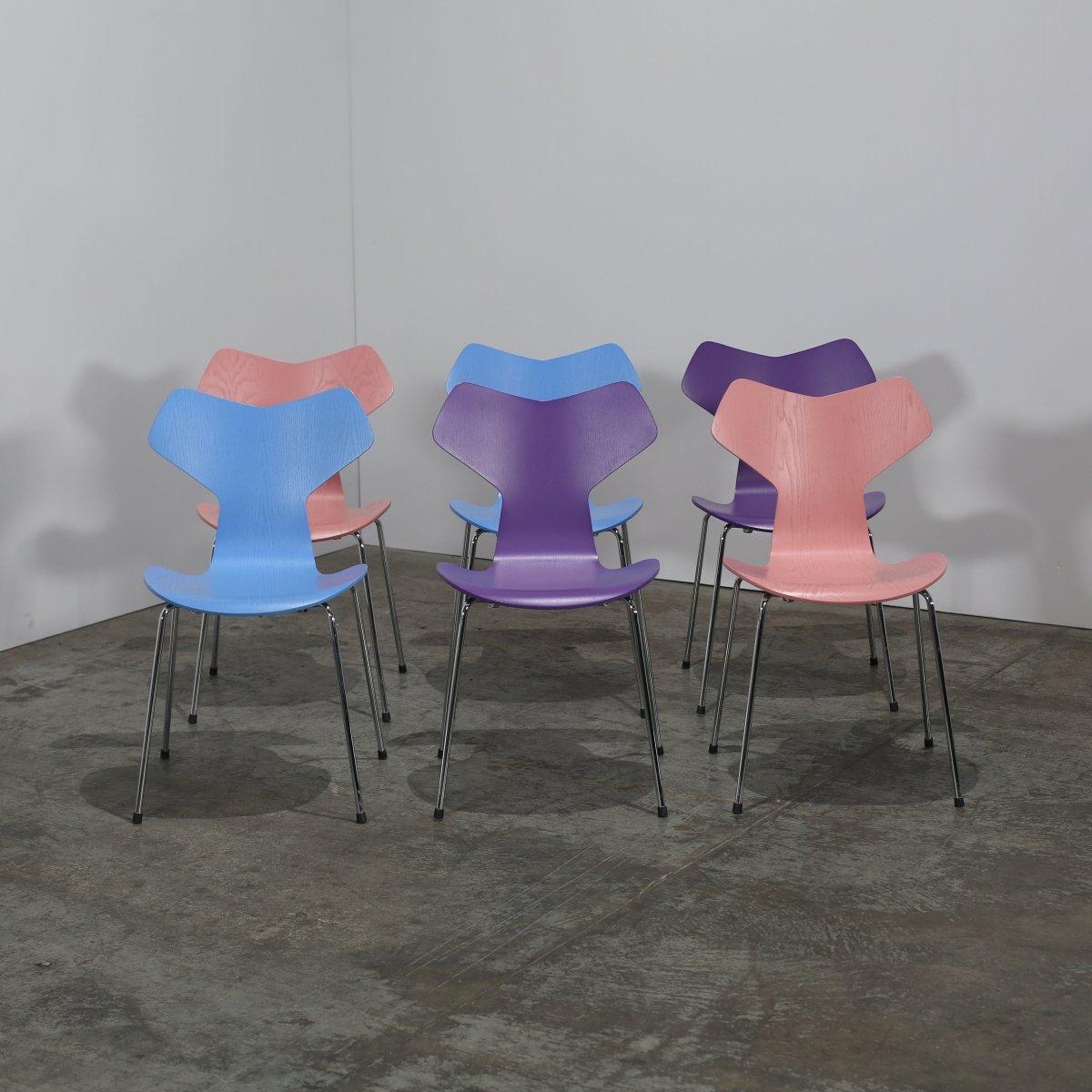 American Fritz Hansen Grand Prix Chairs by Arne Jacobsen, Set of Six For Sale