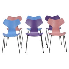 Sedie Fritz Hansen Grand Prix di Arne Jacobsen, set di sei sedie