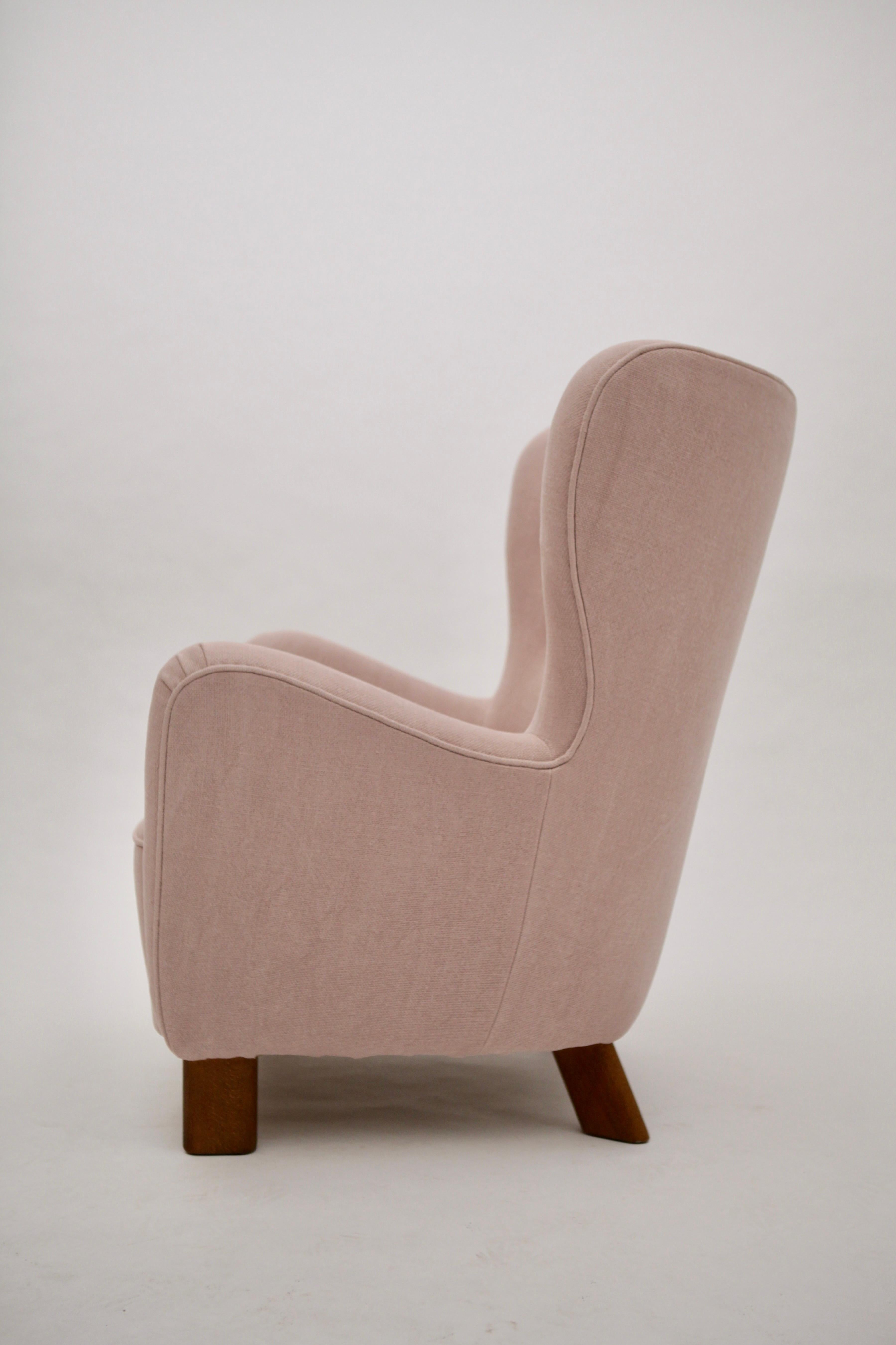 Danish Fritz Hansen High Back Lounge Chair, Model 1669, Denmark, 1940s For Sale