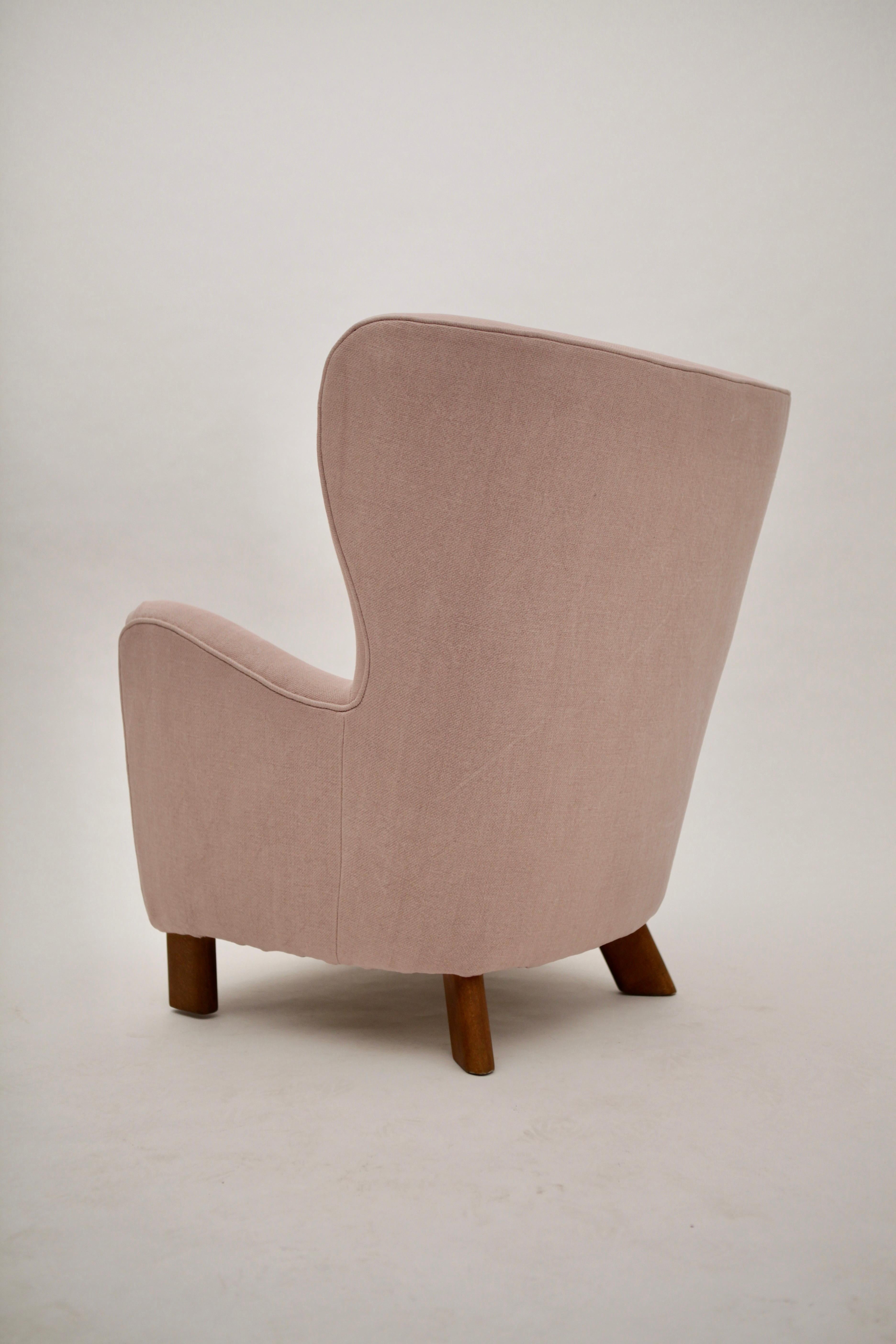 Stained Fritz Hansen High Back Lounge Chair, Model 1669, Denmark, 1940s For Sale
