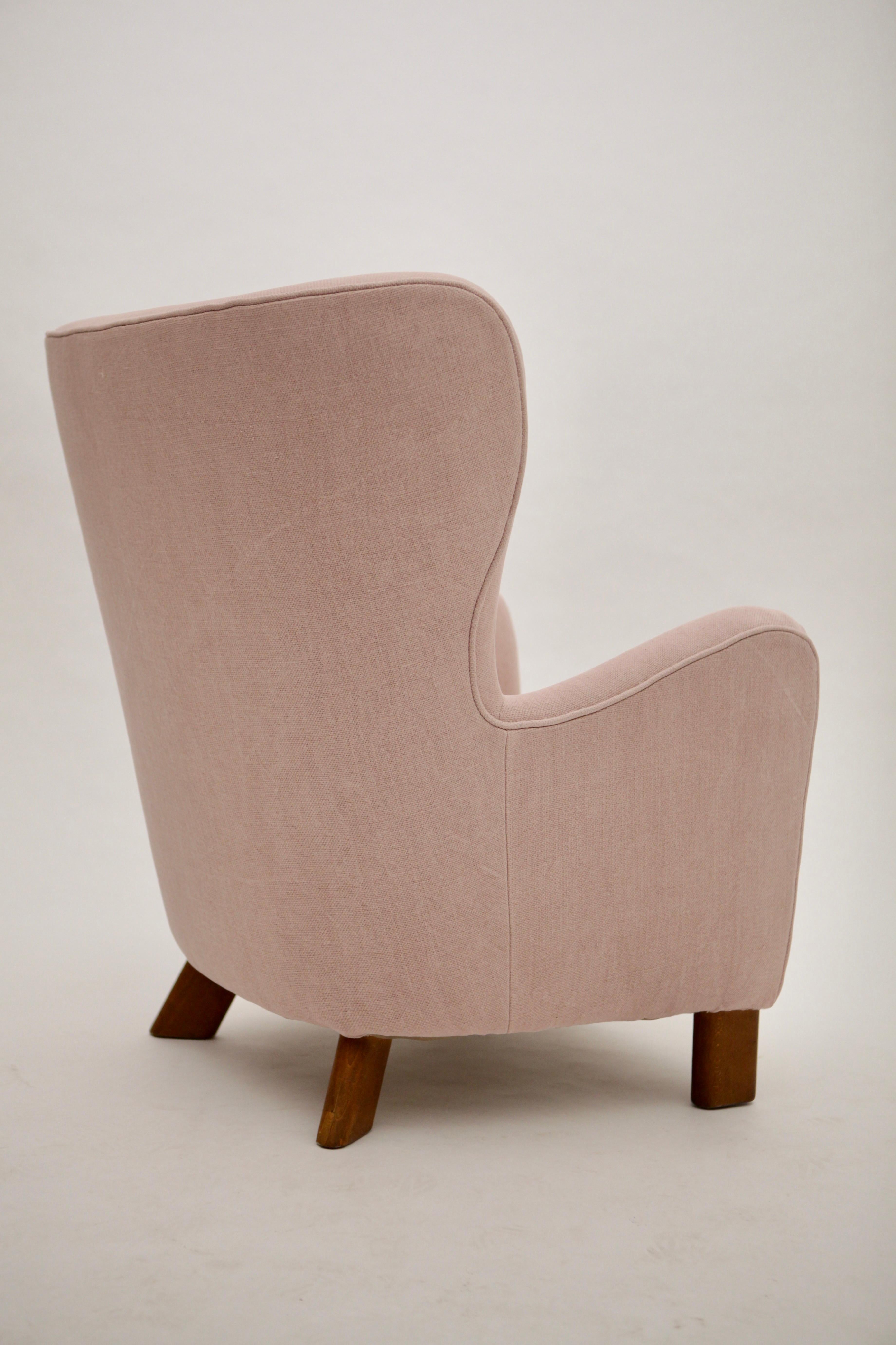 Oak Fritz Hansen High Back Lounge Chair, Model 1669, Denmark, 1940s For Sale
